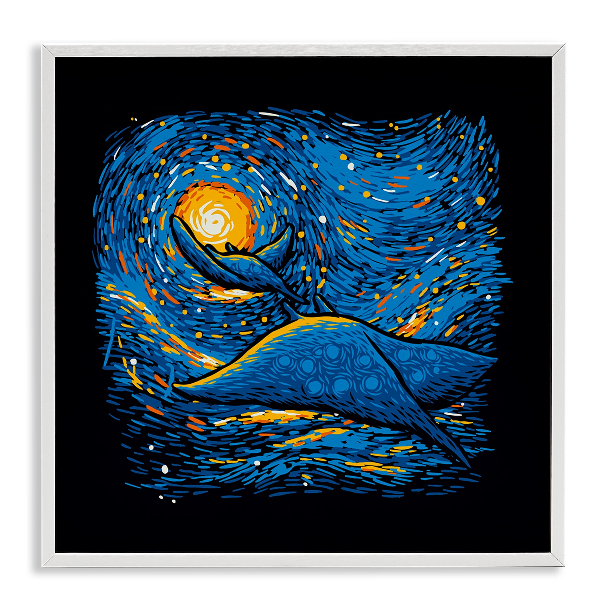 Stupell Industries Impressionist Manta Rays White Framed Giclee Art, design by Tobe Fonseca