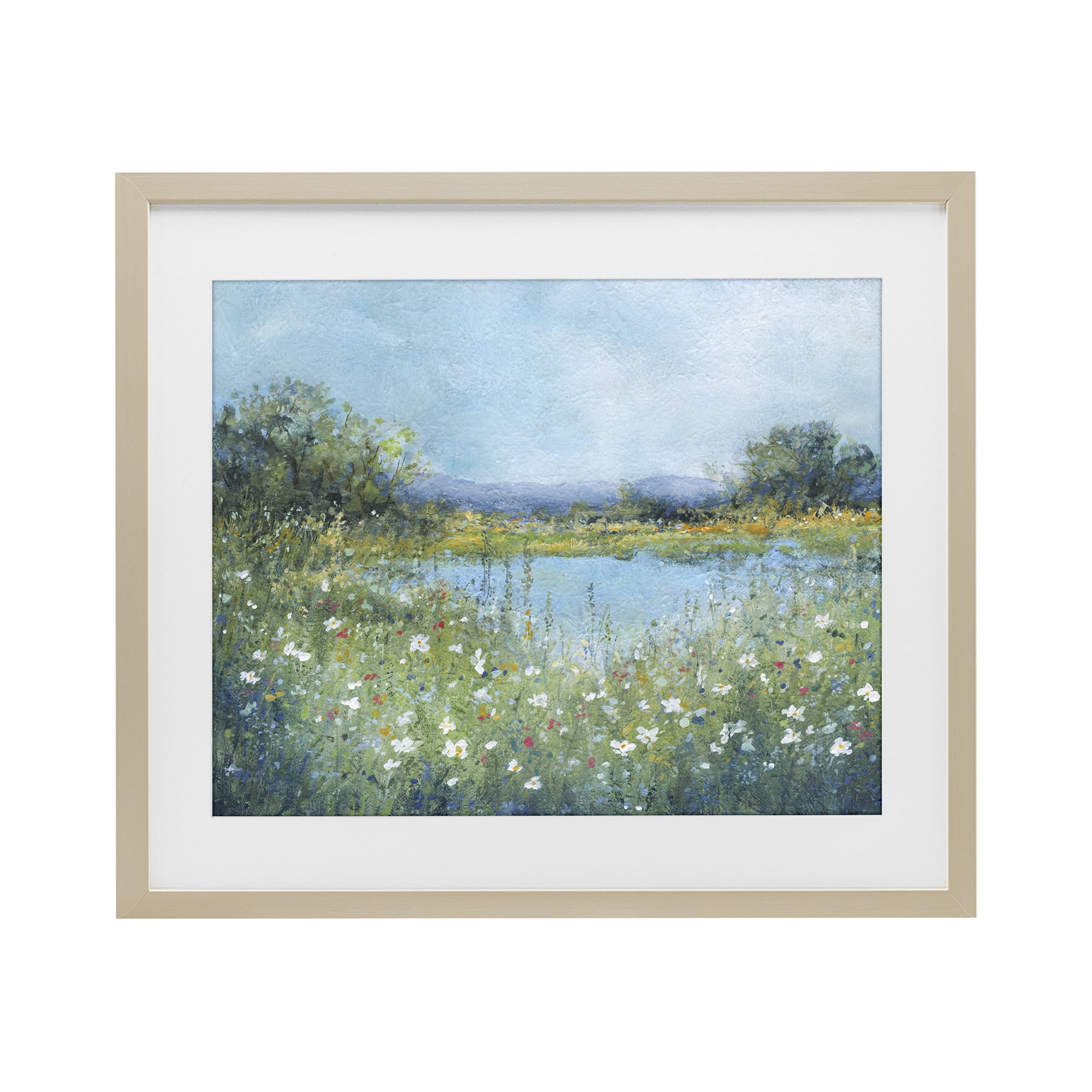Stupell Industries Impressionist Meadow Surrounding Pond Birch Framed Print Under Glass, design by Carol Robinson