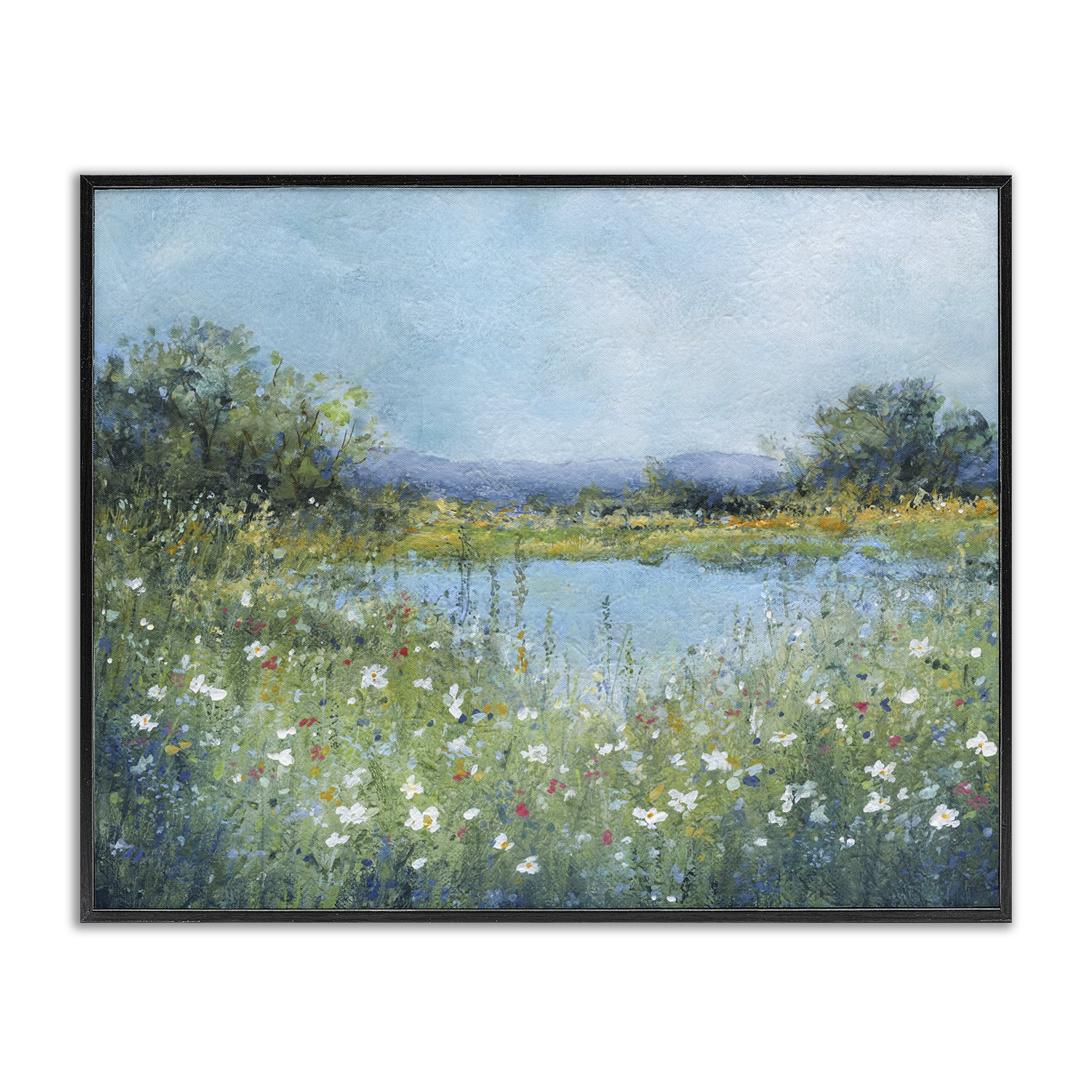 Stupell Industries Impressionist Meadow Surrounding Pond Black Framed Giclee Art, design by Carol Robinson