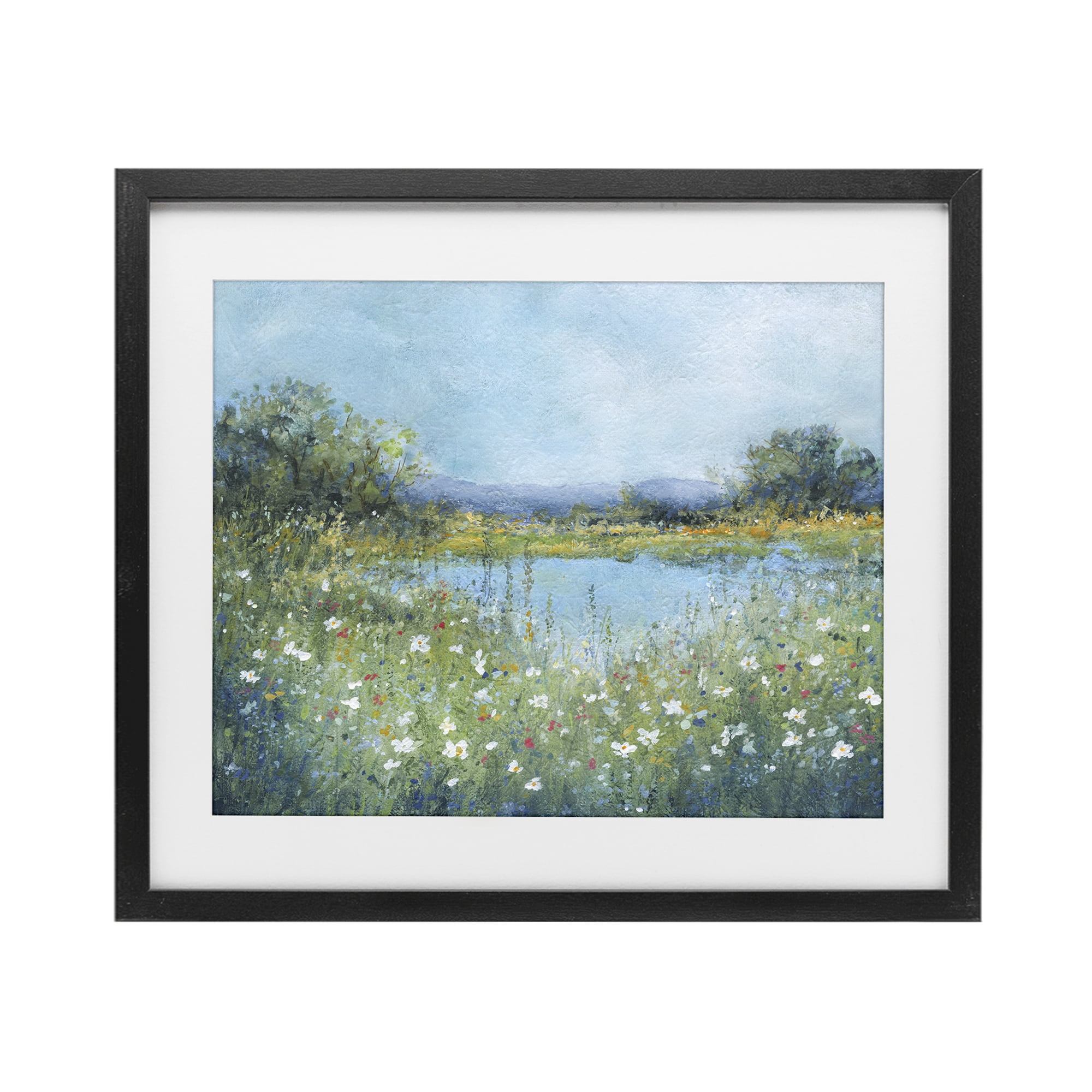 Stupell Industries Impressionist Meadow Surrounding Pond Black Framed Print Under Glass, design by Carol Robinson
