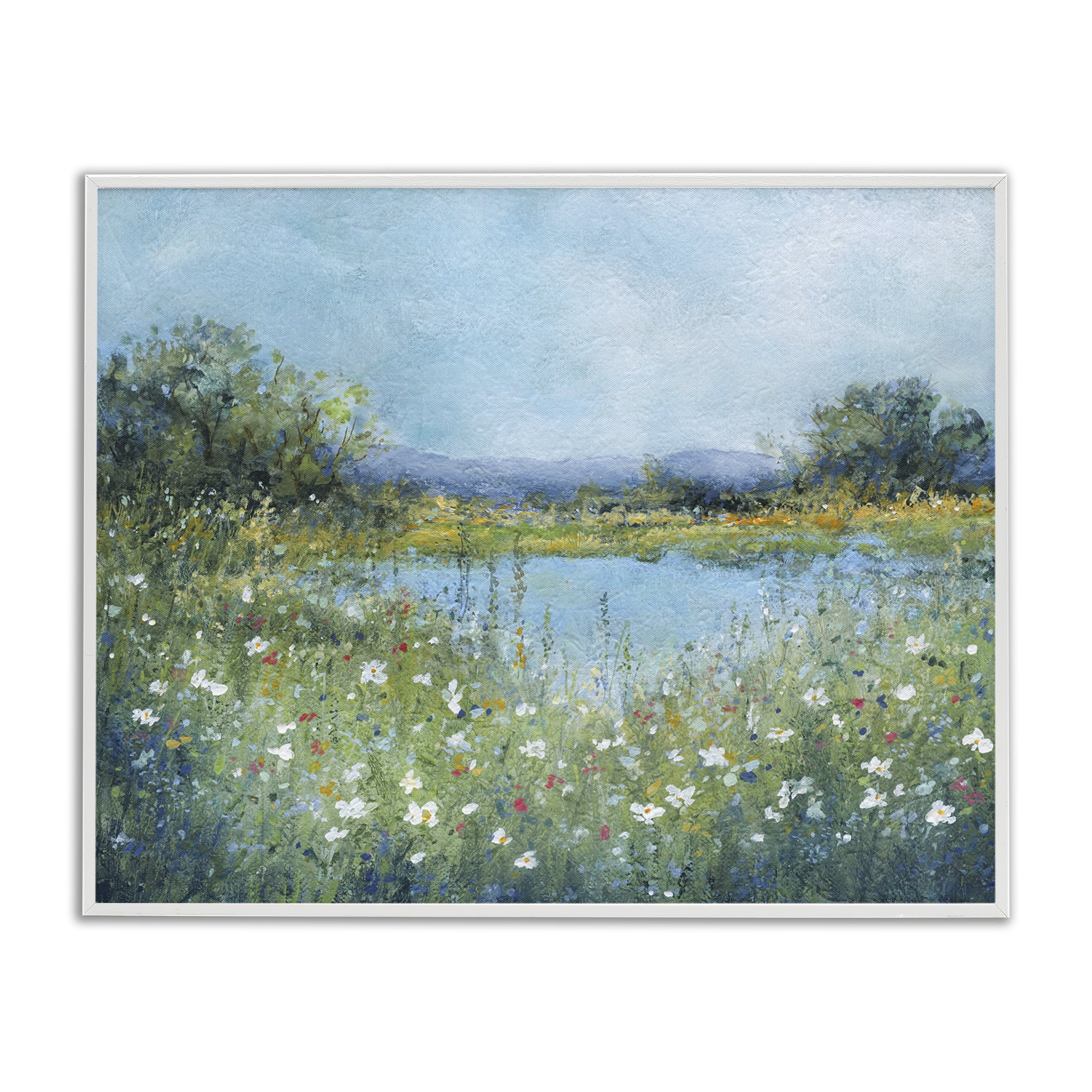 Stupell Industries Impressionist Meadow Surrounding Pond White Framed Giclee Art, design by Carol Robinson