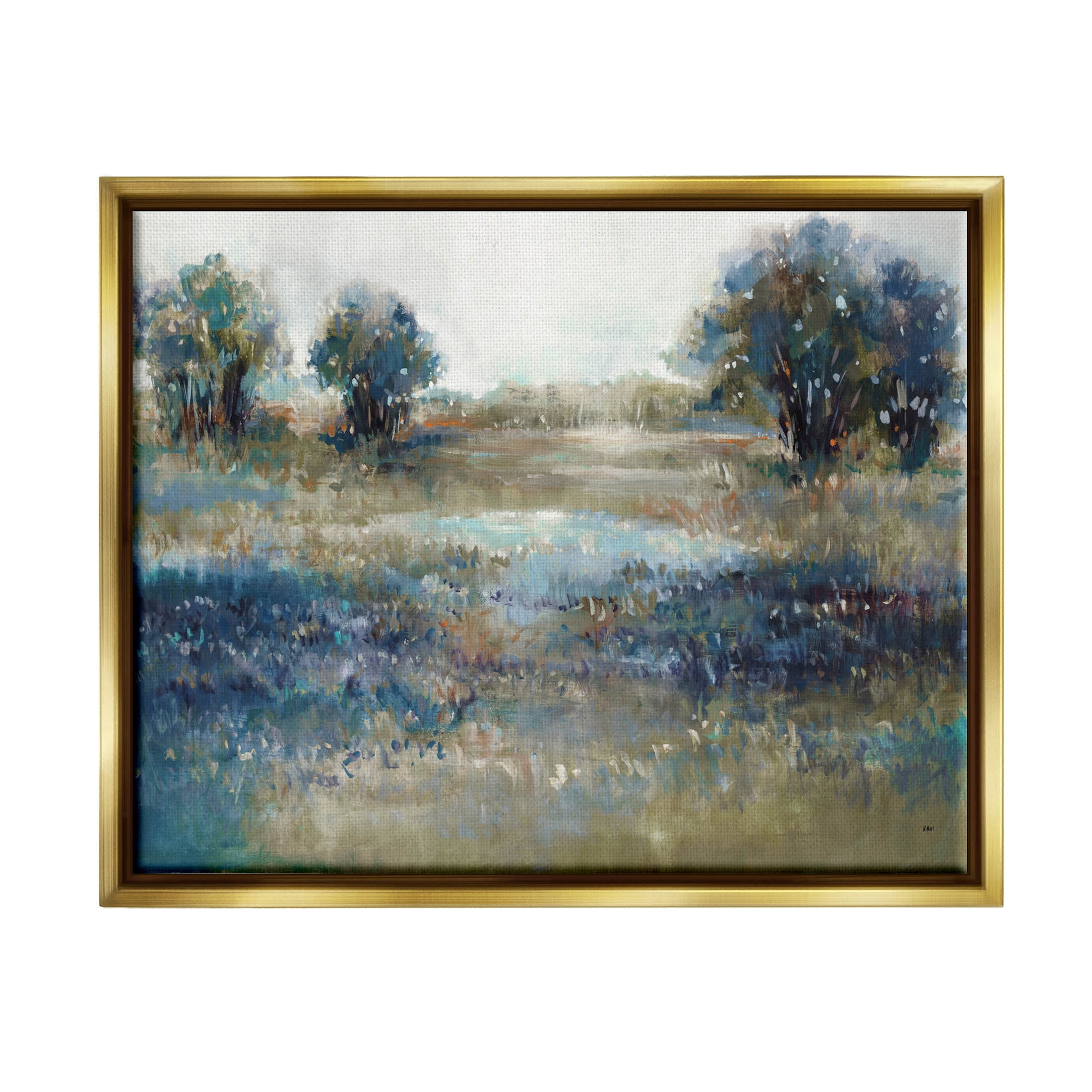 Stupell Industries Impressionist Nature Composition Painting Metallic Gold Floating Framed Canvas Print Wall Art, Design by K. Nari