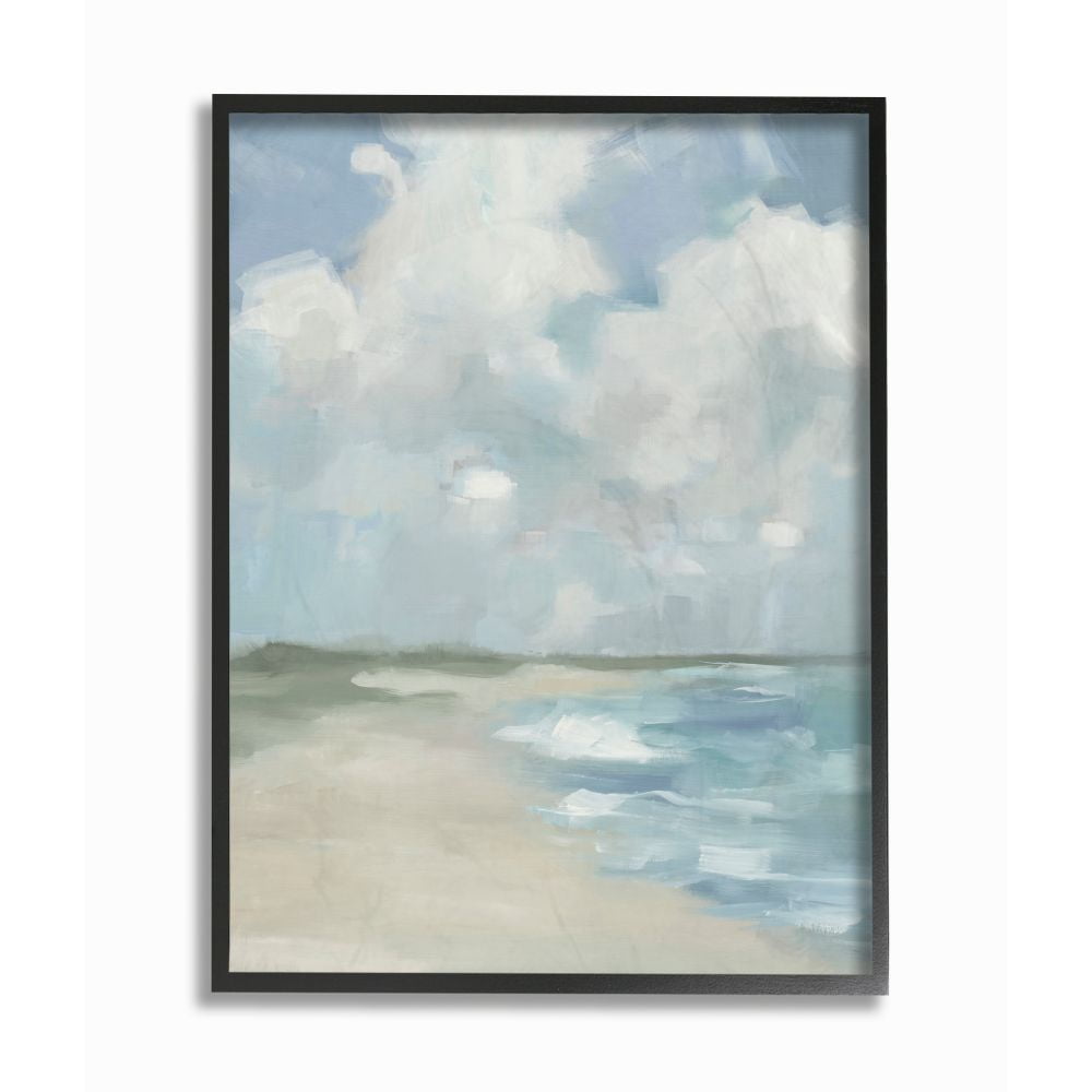 16x20 Blue and Green Abstract Beach Canvas Print for Kids