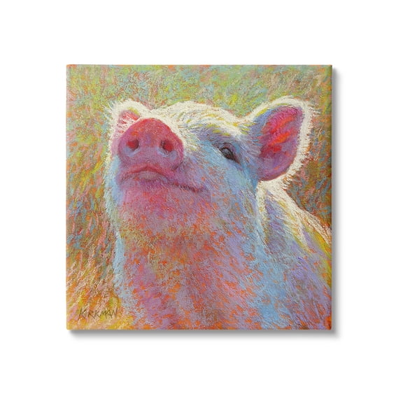 Stupell Industries Impressionist Pig Painting Animals & Insects Painting Gallery Wrapped Canvas Art Print Wall Art, 17 x 17