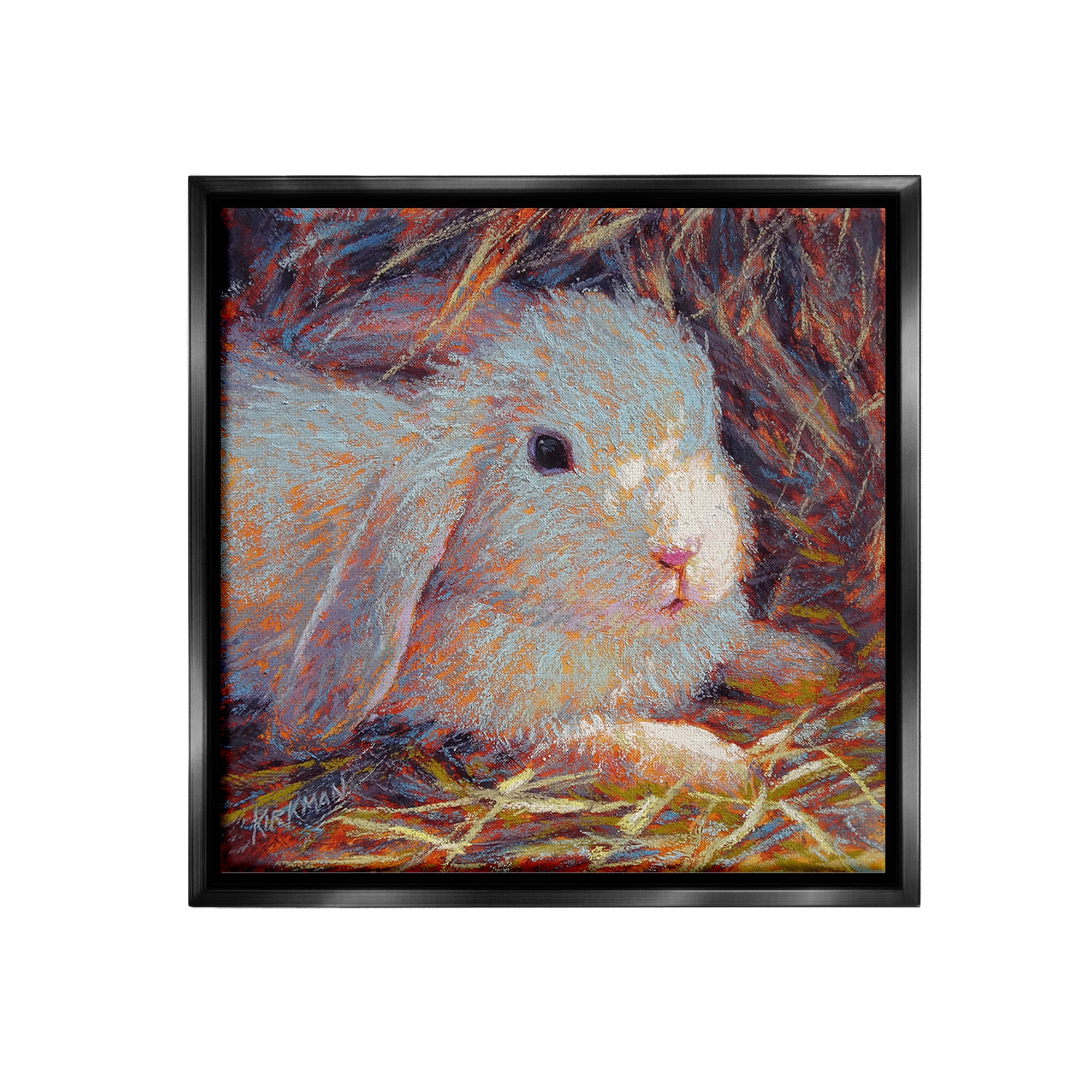 Stupell Industries Impressionist Rabbit Painting Animals & Insects Painting Black Floater Framed Canvas Art Print Wall Art, 25 x 25