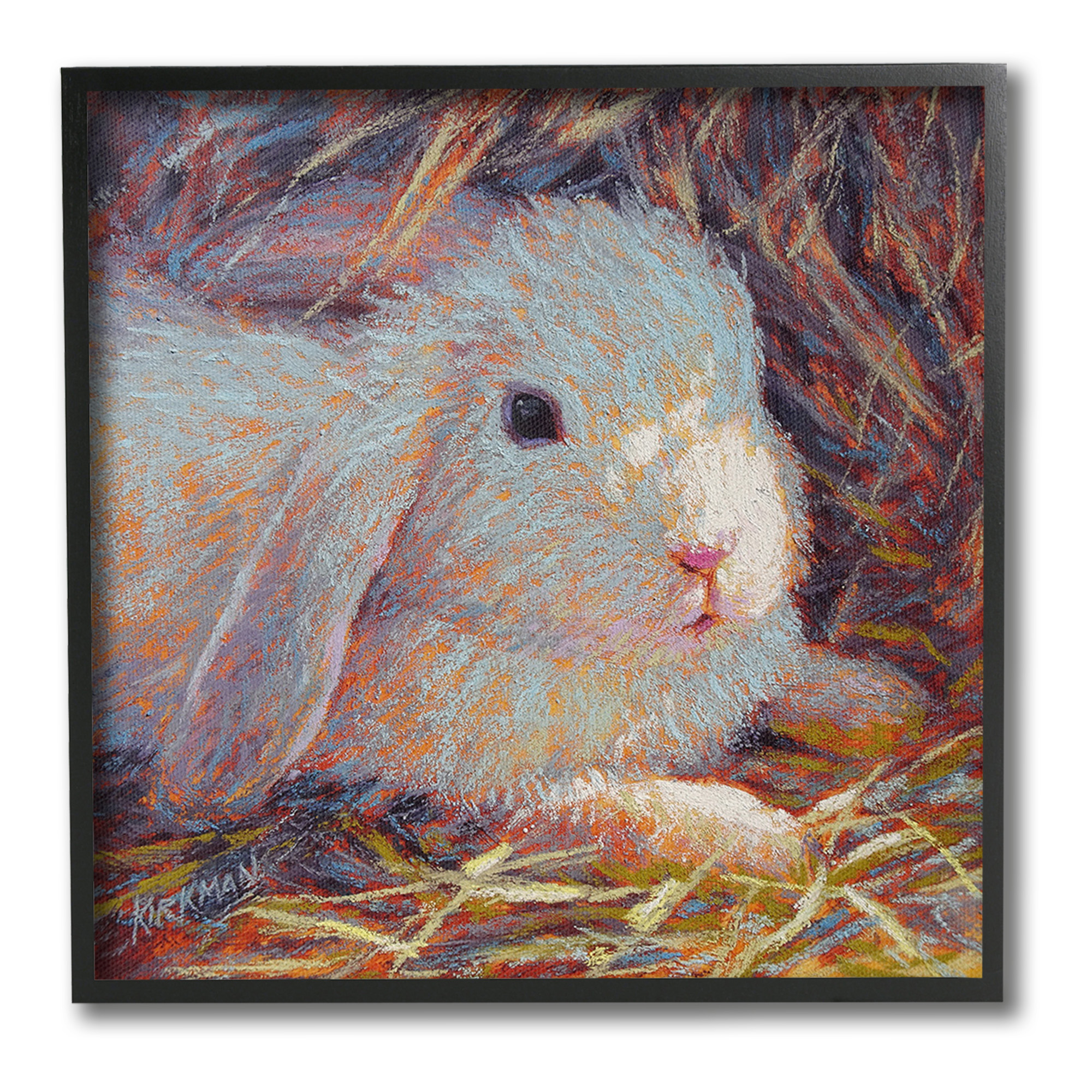 Stupell Industries Impressionist Rabbit Painting Animals & Insects Painting Black Framed Art Print Wall Art, 12 x 12