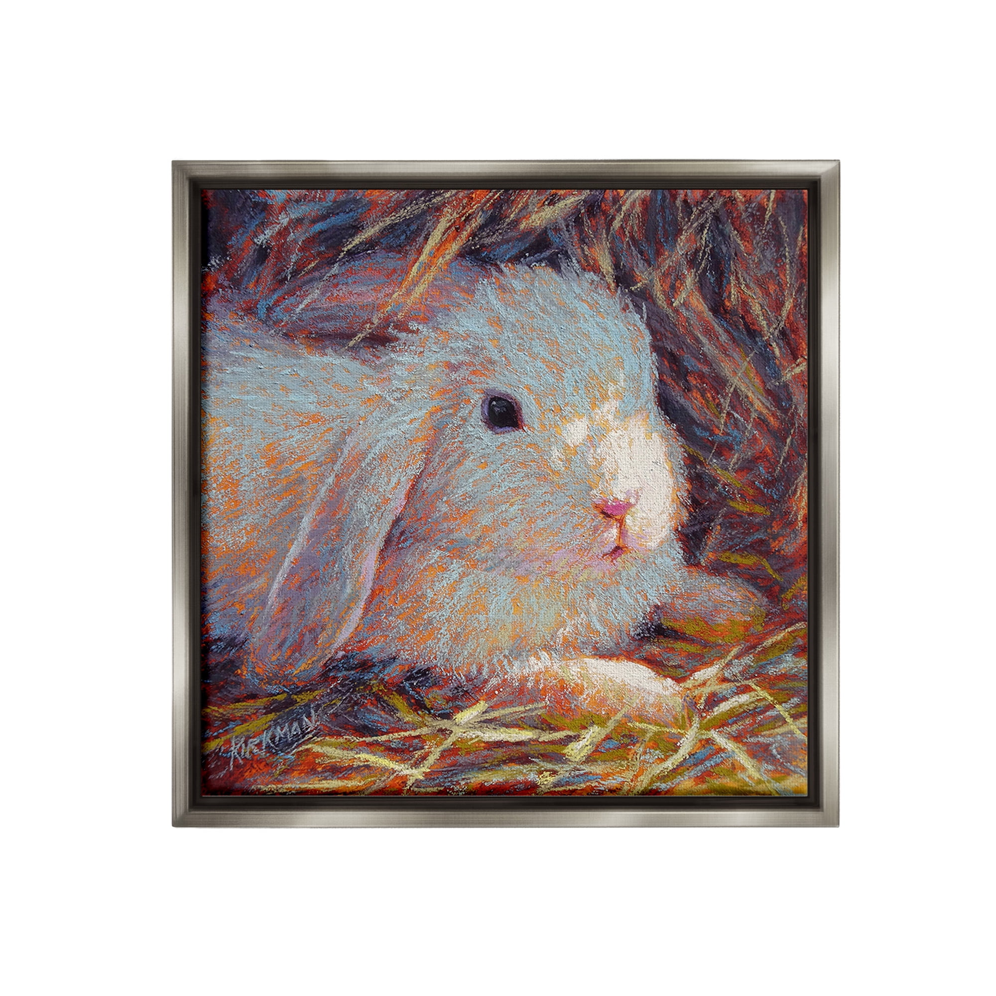 Stupell Industries Impressionist Rabbit Painting Animals & Insects Painting Gray Floater Framed Canvas Art Print Wall Art, 18 x 18