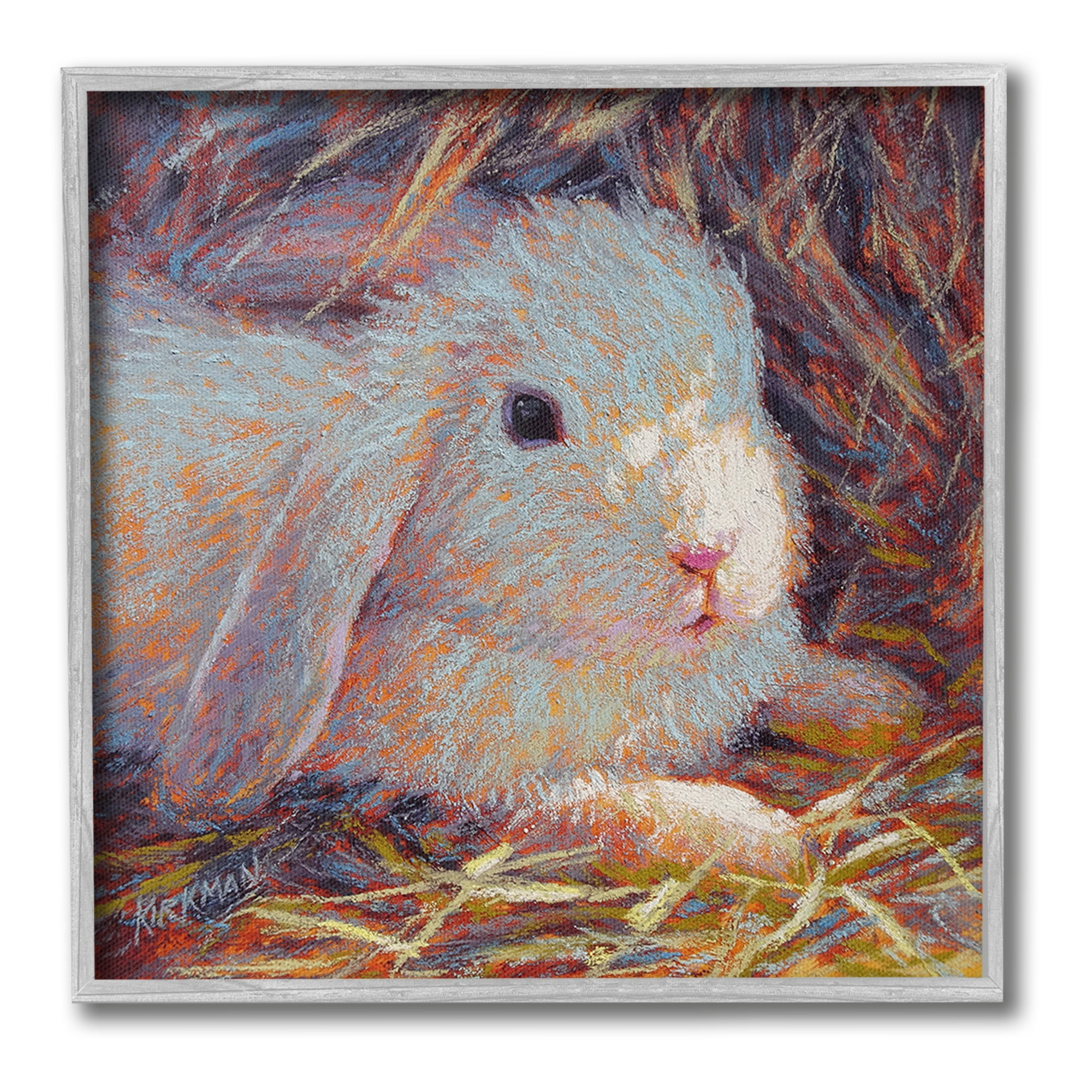Stupell Industries Impressionist Rabbit Painting Animals & Insects Painting Gray Framed Art Print Wall Art, 17 x 17