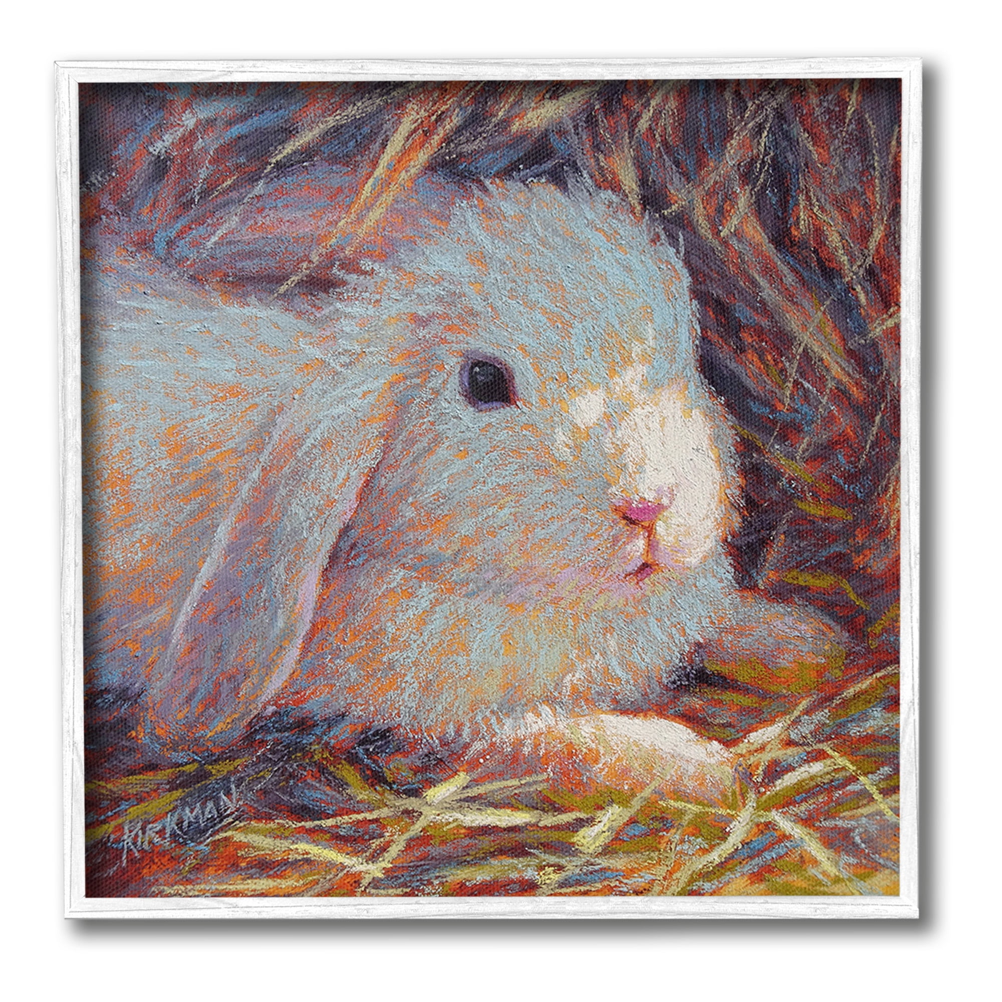 Stupell Industries Impressionist Rabbit Painting Animals & Insects Painting White Framed Art Print Wall Art, 17 x 17