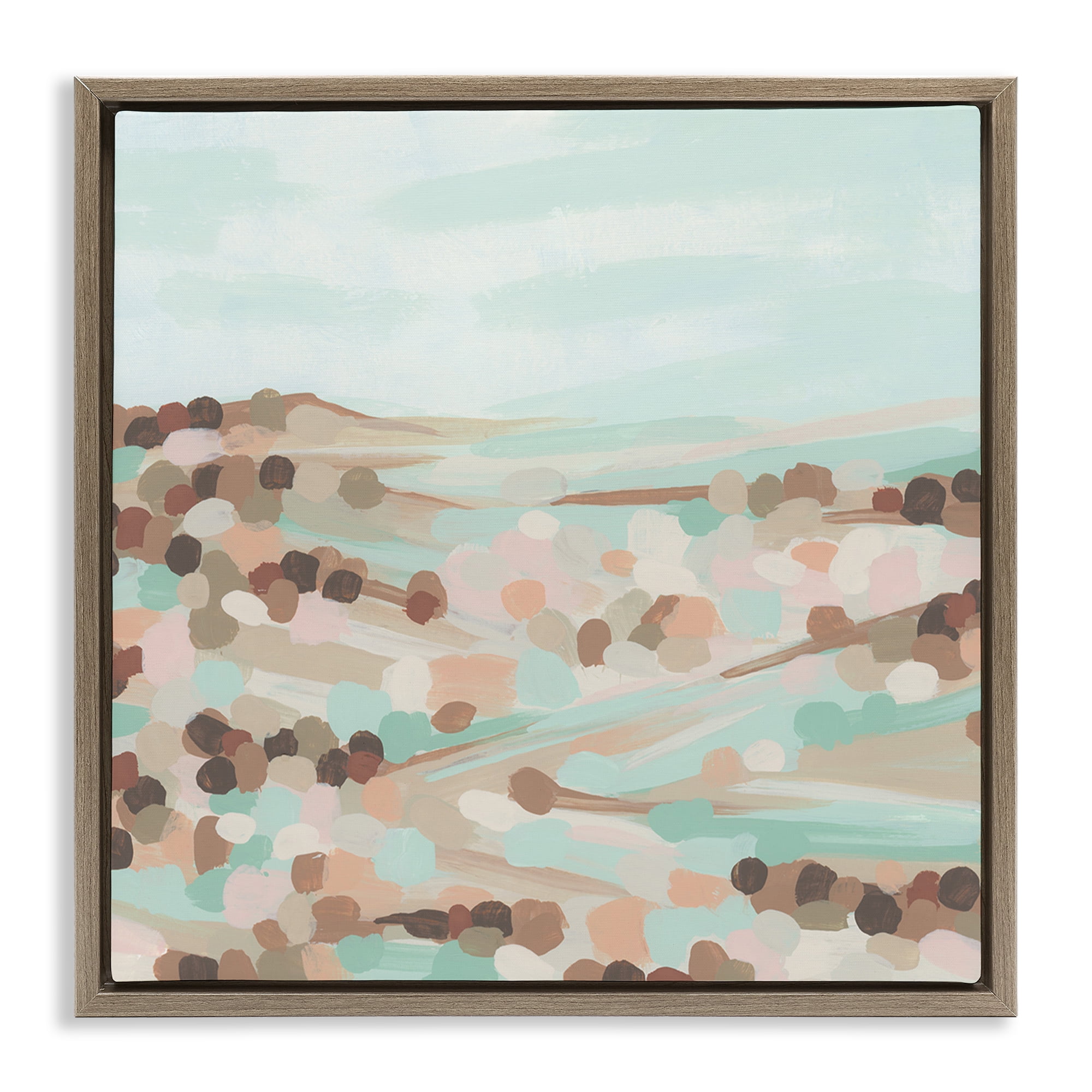 Stupell Industries Impressionist Rural Landscape Landscape Painting Brown Floater Framed Canvas Art Print Wall Art, 18 x 18