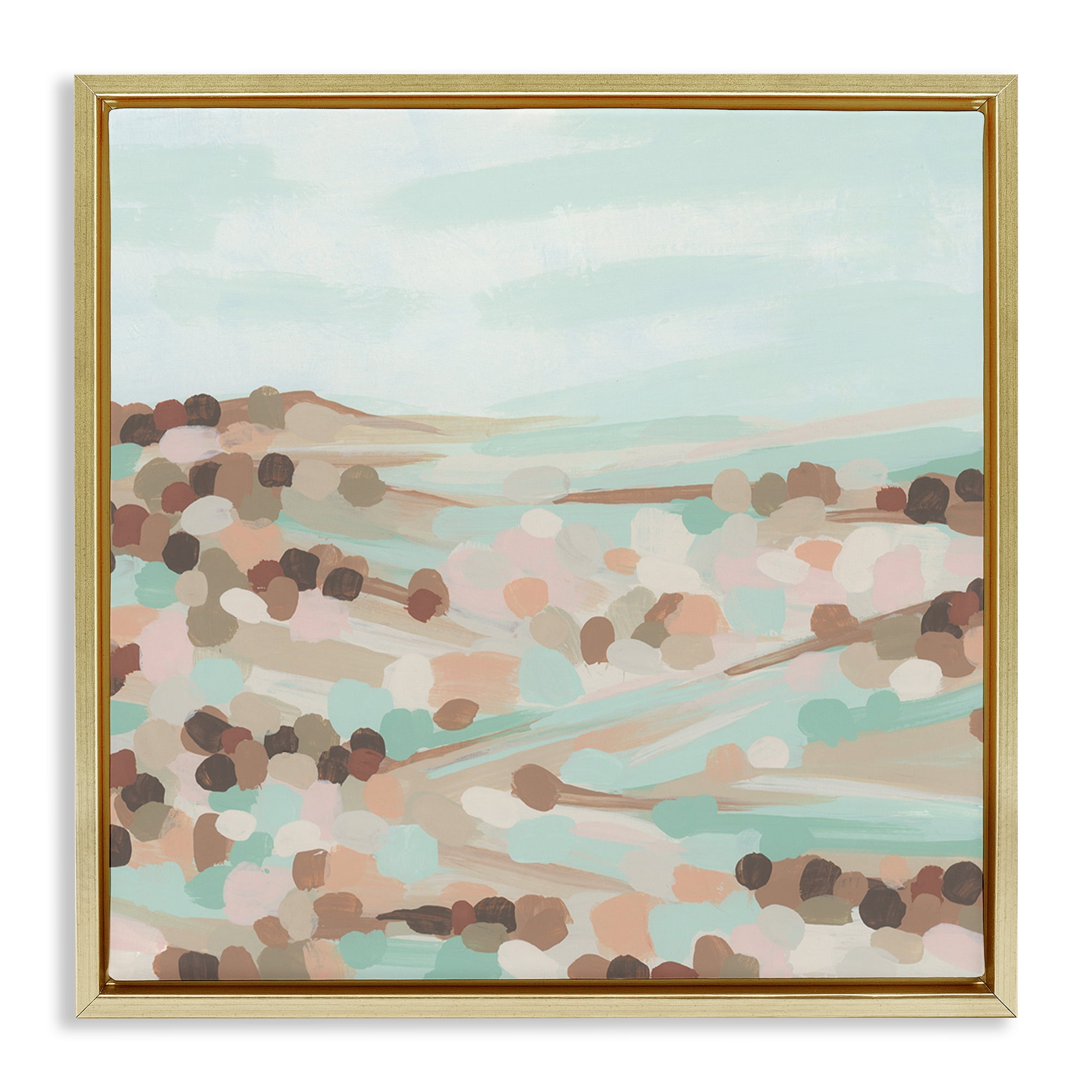 Stupell Industries Impressionist Rural Landscape Landscape Painting Gold Floater Framed Canvas Art Print Wall Art, 25 x 25