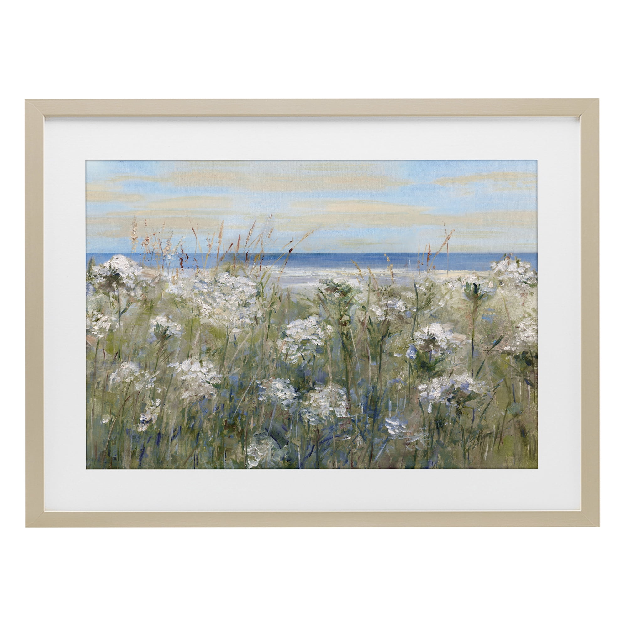 Stupell Industries Impressionist Seaside Meadow Birch Framed Print Under Glass, design by Sally Swatland
