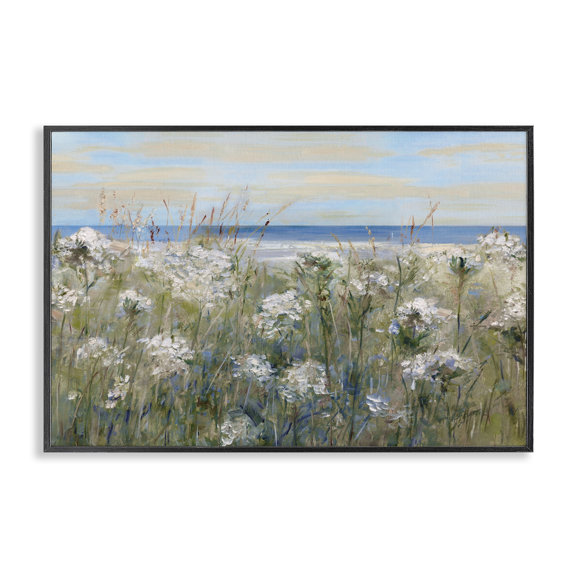 Stupell Industries Impressionist Seaside Meadow Black Framed Giclee Art, design by Sally Swatland