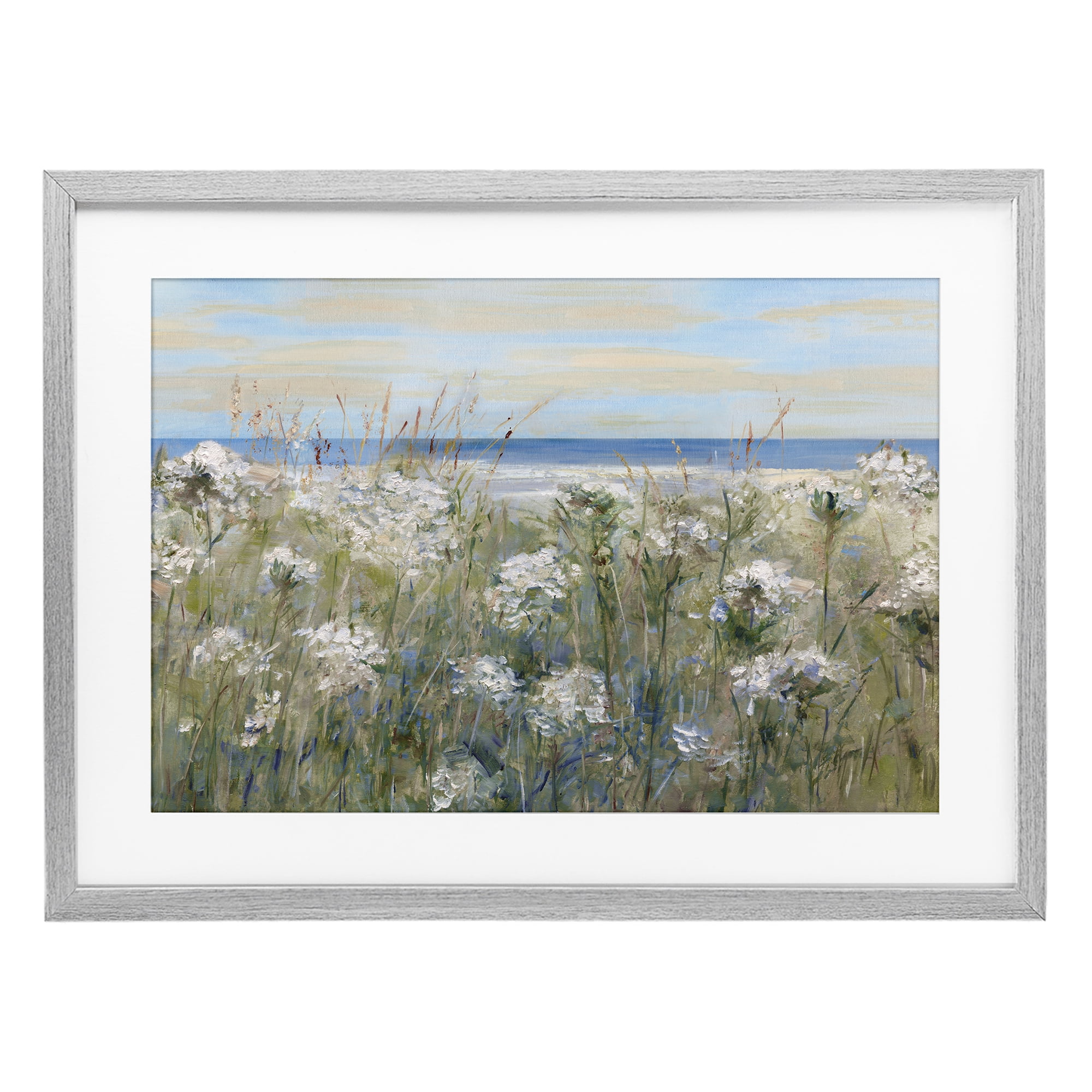 Stupell Industries Impressionist Seaside Meadow Gray Framed Print Under Glass, design by Sally Swatland