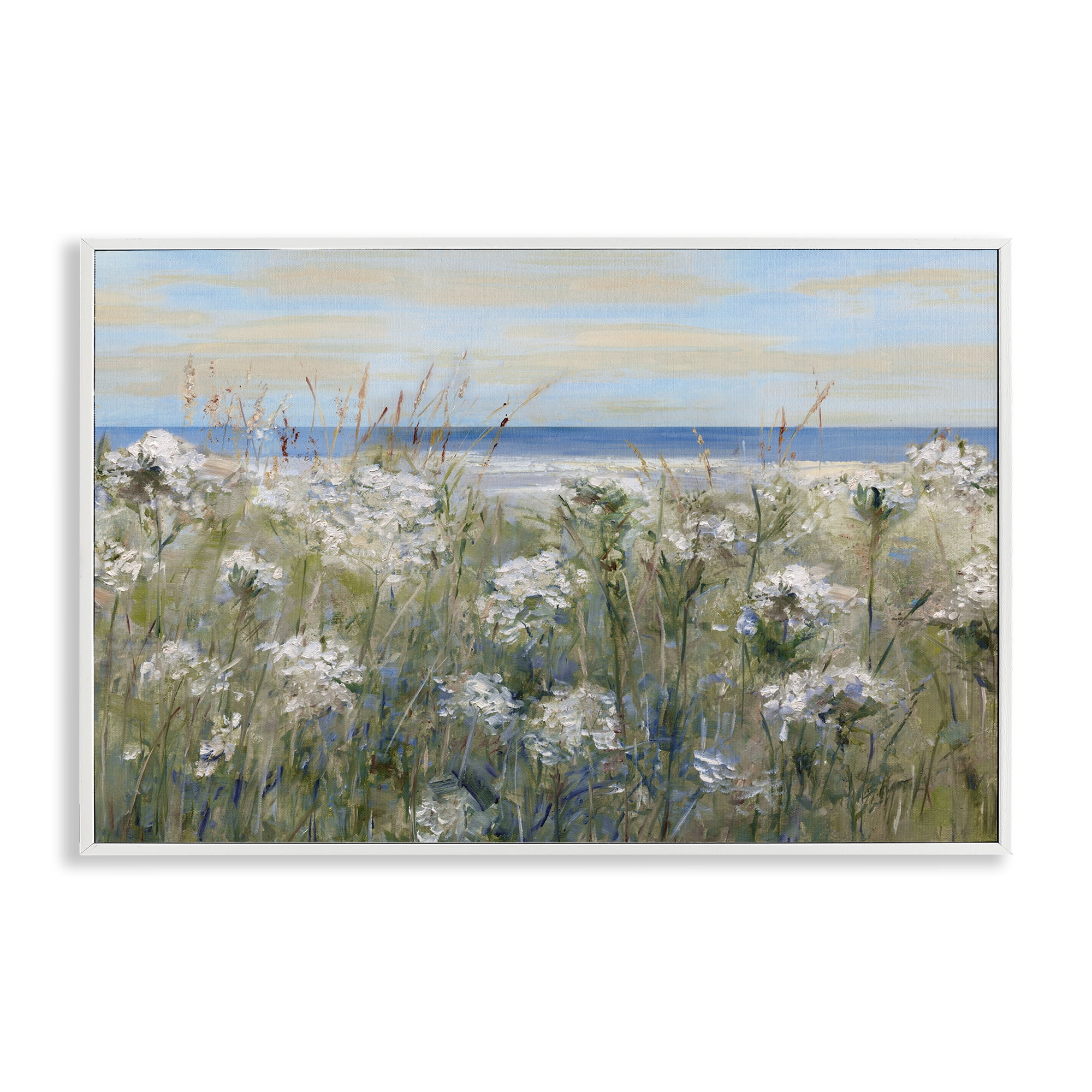 Stupell Industries Impressionist Seaside Meadow White Framed Giclee Art, design by Sally Swatland