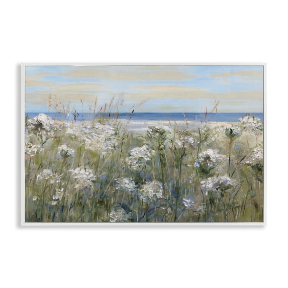Stupell Industries Transitional Impressionist Seaside Meadow White Framed Giclee Art, 24 x 16, by Sally Swatland