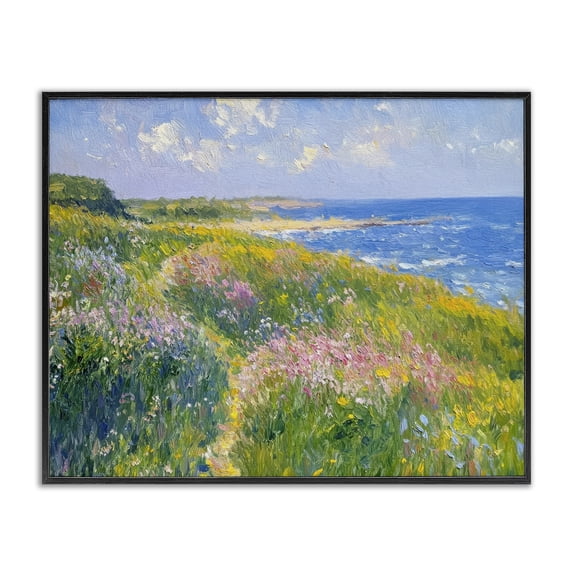 Stupell Industries Cottage Impressionist Smudged Coast Black Framed Giclee Art, 14 x 11, by Petals Prints Design