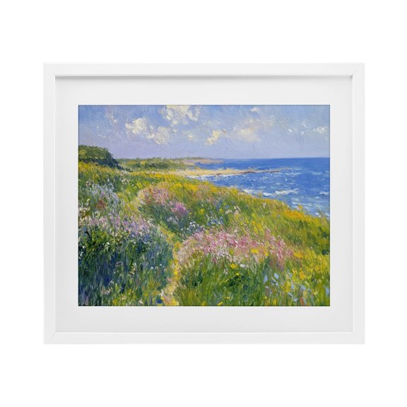 Stupell Industries Impressionist Smudged Coast White Framed Print Under Glass design by Petal Prints Design, 17 x 21