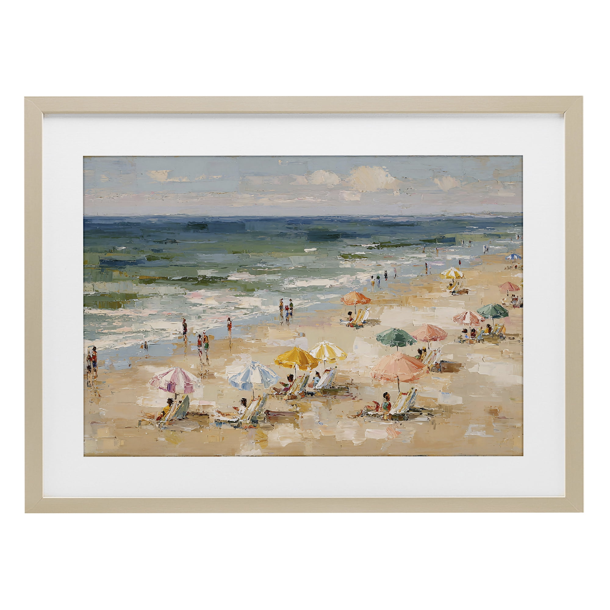Stupell Industries Impressionist Summer Beach Day Birch Framed Print Under Glass, design by Jacky Ngan