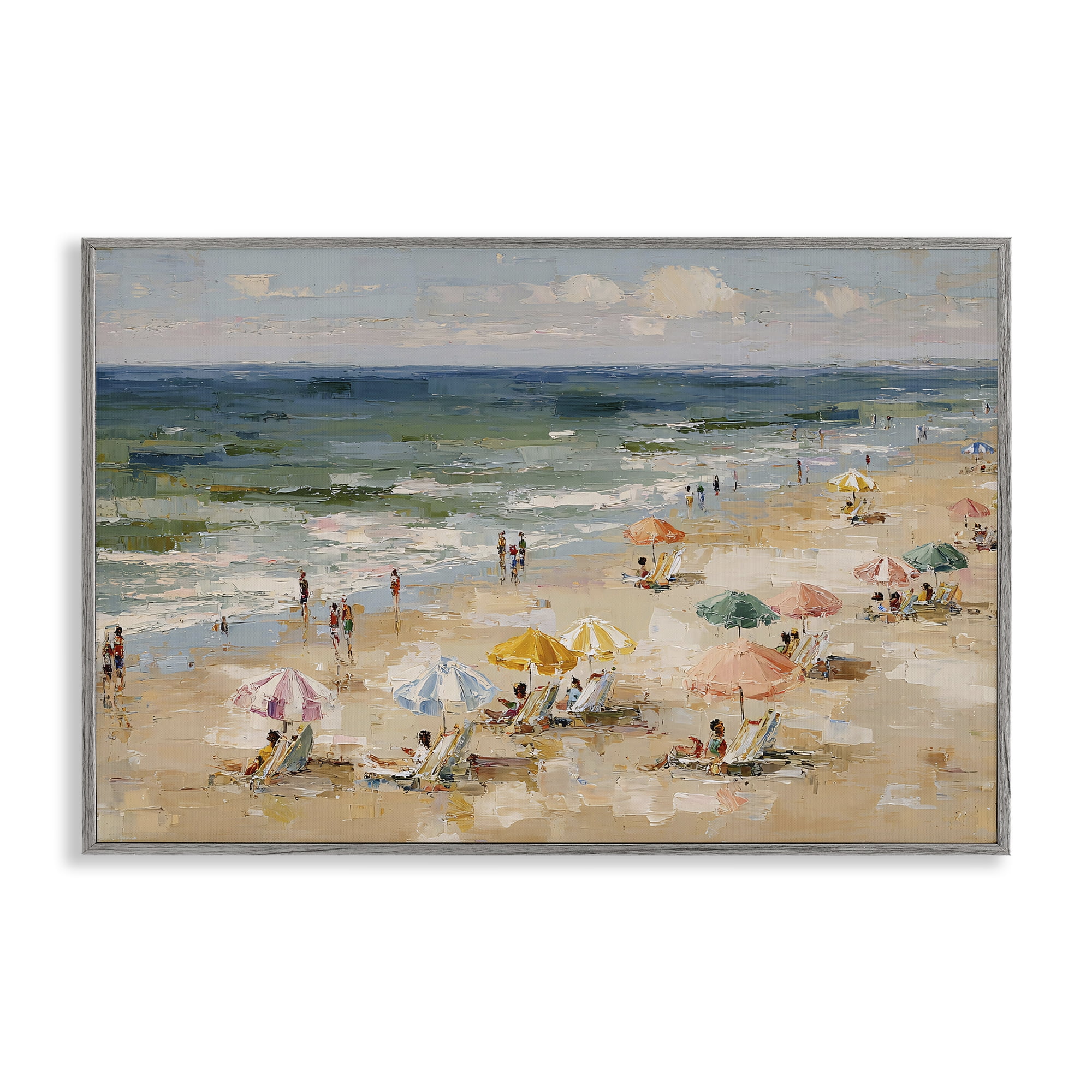 Stupell Industries Impressionist Summer Beach Day Gray Framed Giclee Art, design by Jacky Ngan