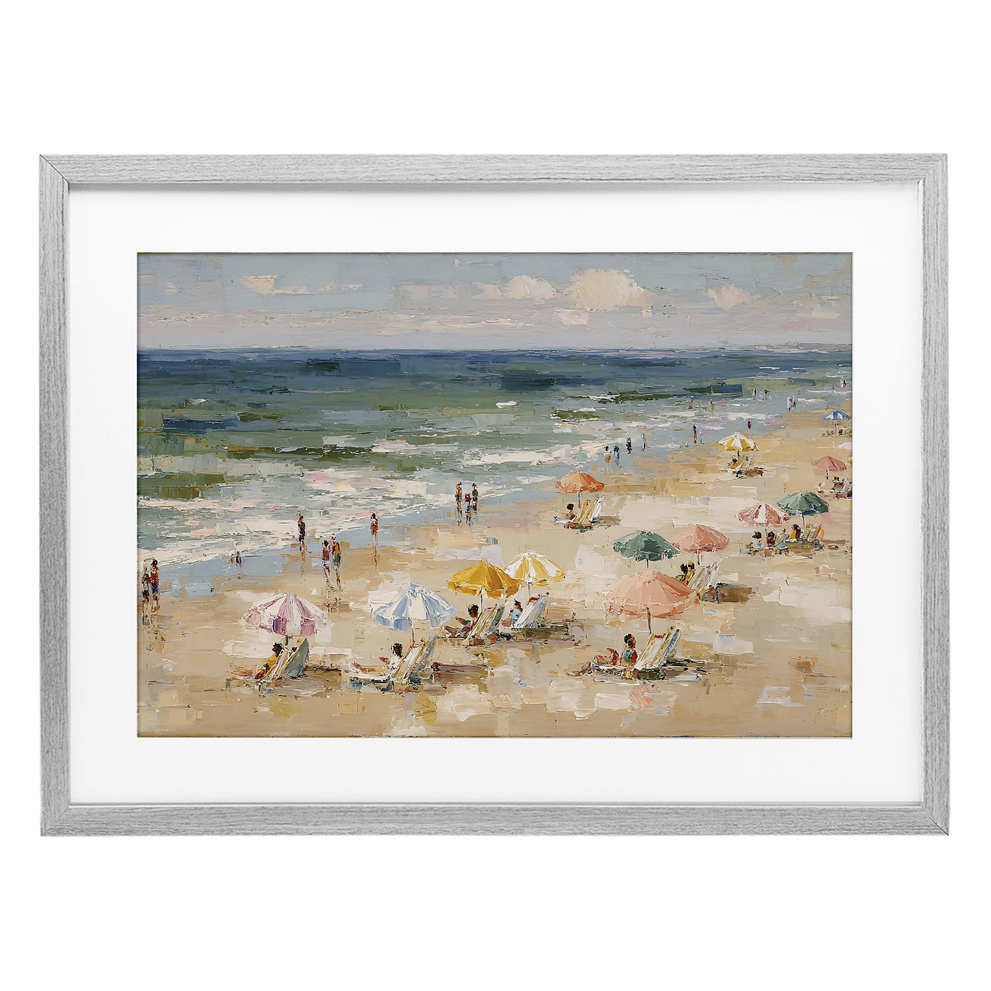 Stupell Industries Impressionist Summer Beach Day Gray Framed Print Under Glass, design by Jacky Ngan