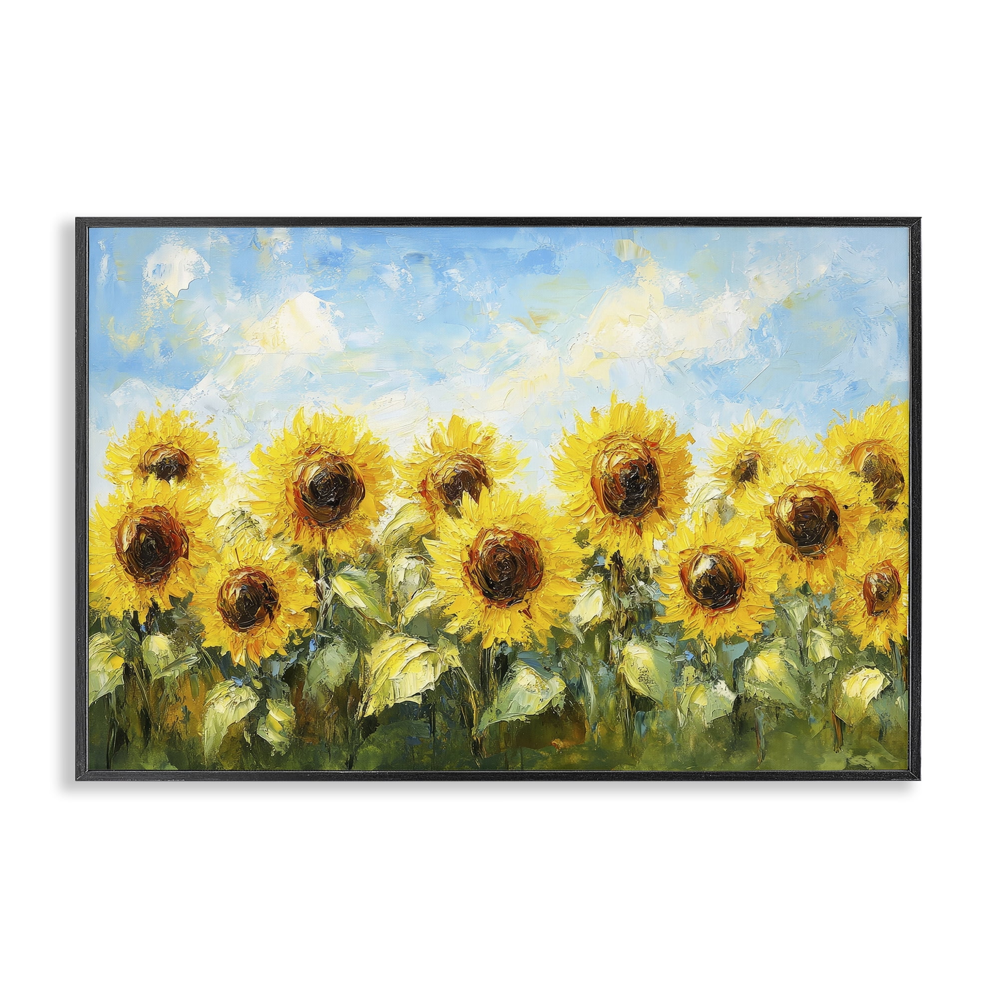 Stupell Industries Impressionist Sunflowers Horizon Black Framed Giclee Art, design by Petal Prints Design