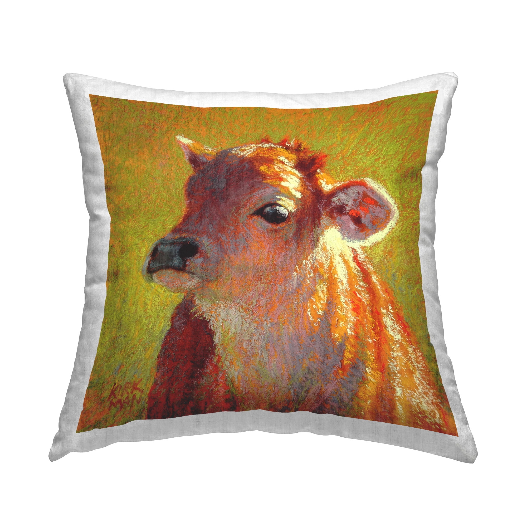 Stupell Industries Impressionist Sunlit Cow Decorative Printed Throw Pillow Design by Rita Kirkman