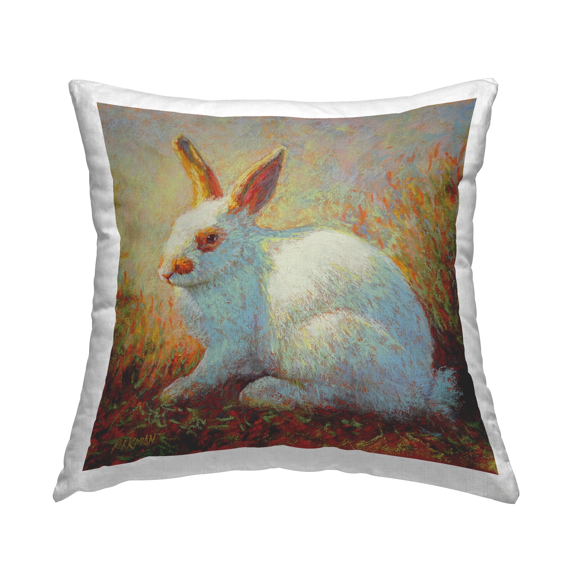 Stupell Industries Impressionist White Rabbit Decorative Printed Throw Pillow Design by Rita Kirkman