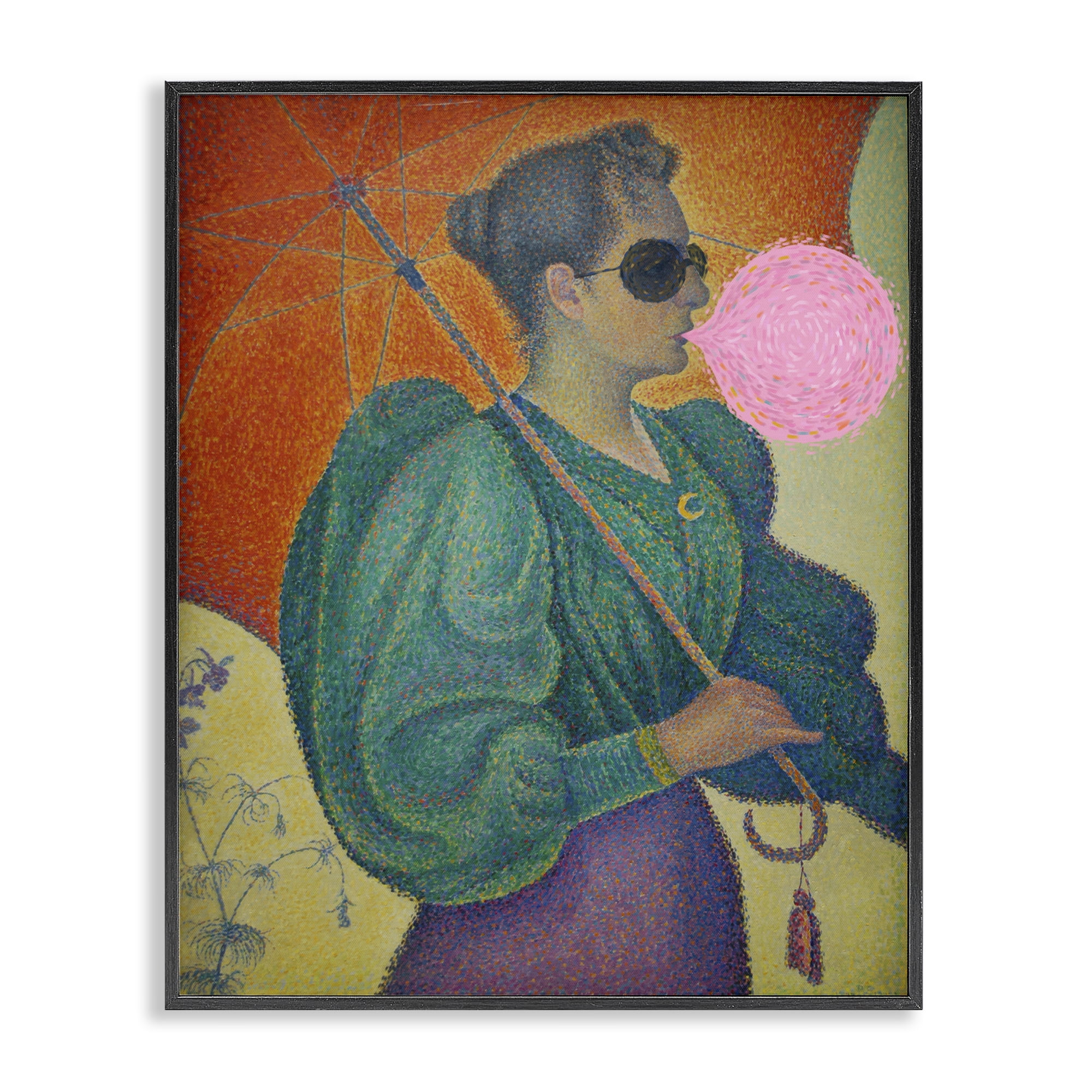 Stupell Industries Impressionist Woman & Bubblegum People Painting Black Framed Art Print Wall Art, 11 x 14