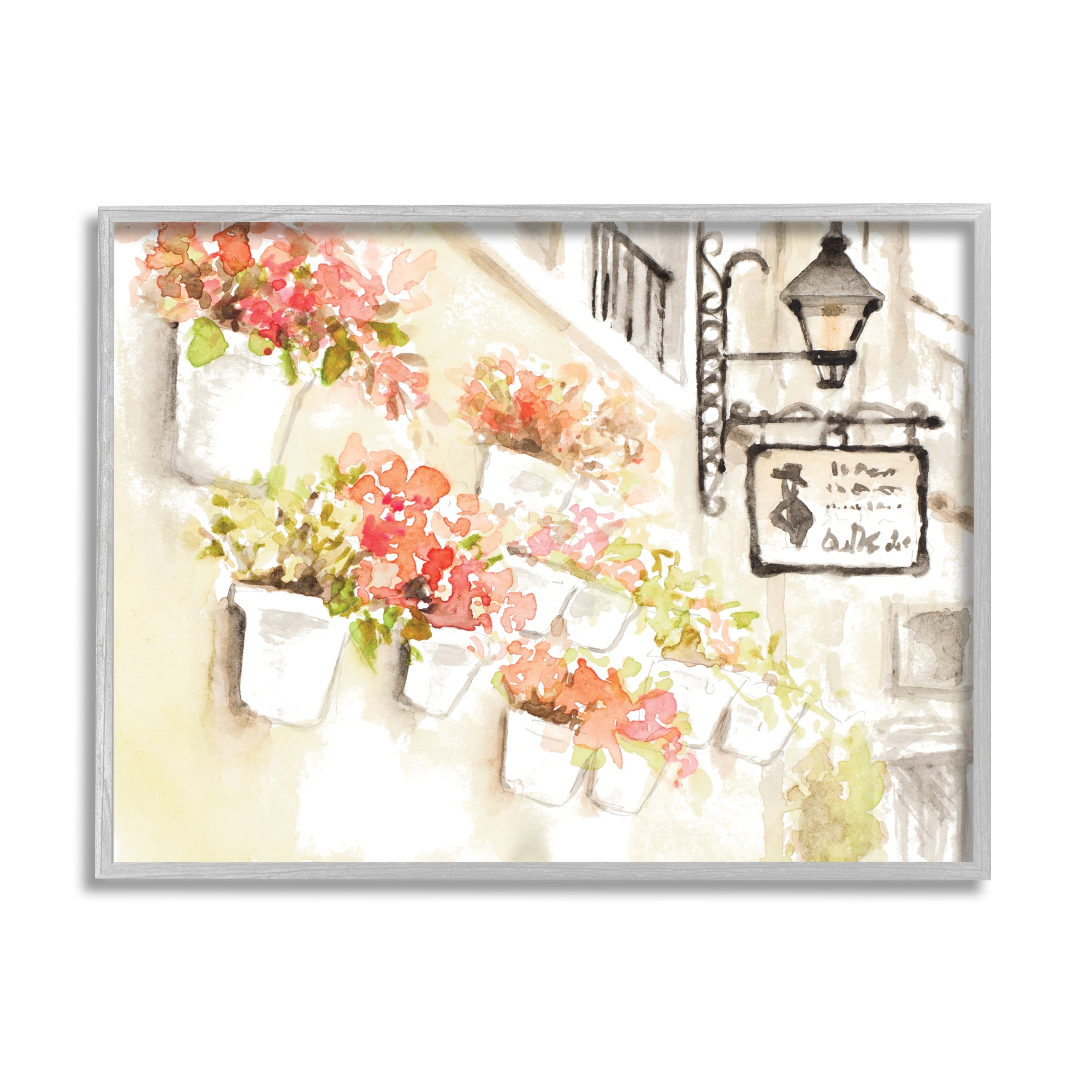 Stupell Industries Impressionistic Potted Flowers Soft Parisian City Street, 11 x 14, Designed by Lanie Loreth