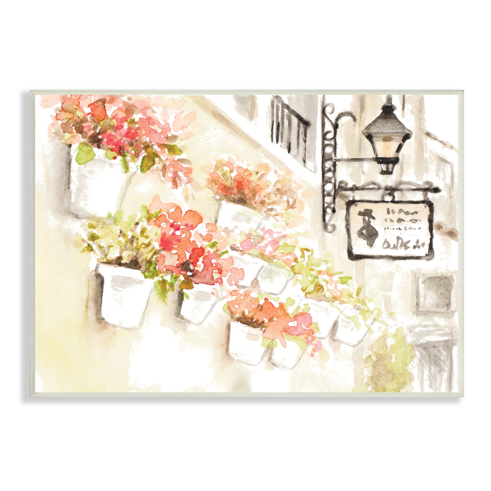 Stupell Industries Impressionistic Potted Flowers Soft Parisian City Street, 13 x 19, Designed by Lanie Loreth