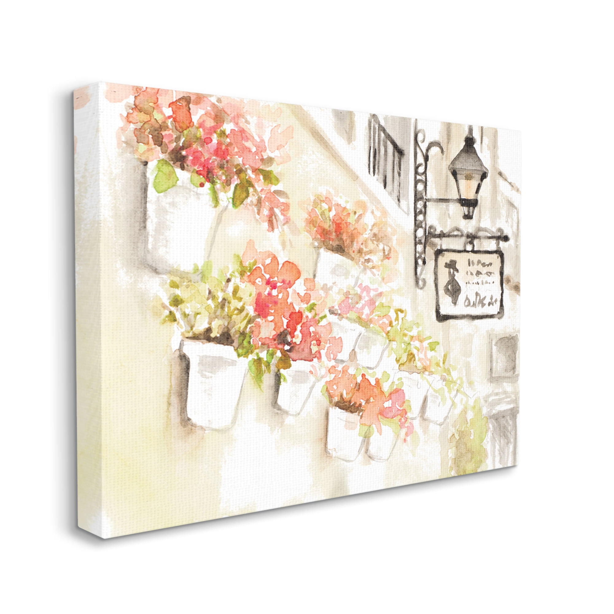 Stupell Industries Impressionistic Potted Flowers Soft Parisian City Street, 36 x 48, Designed by Lanie Loreth