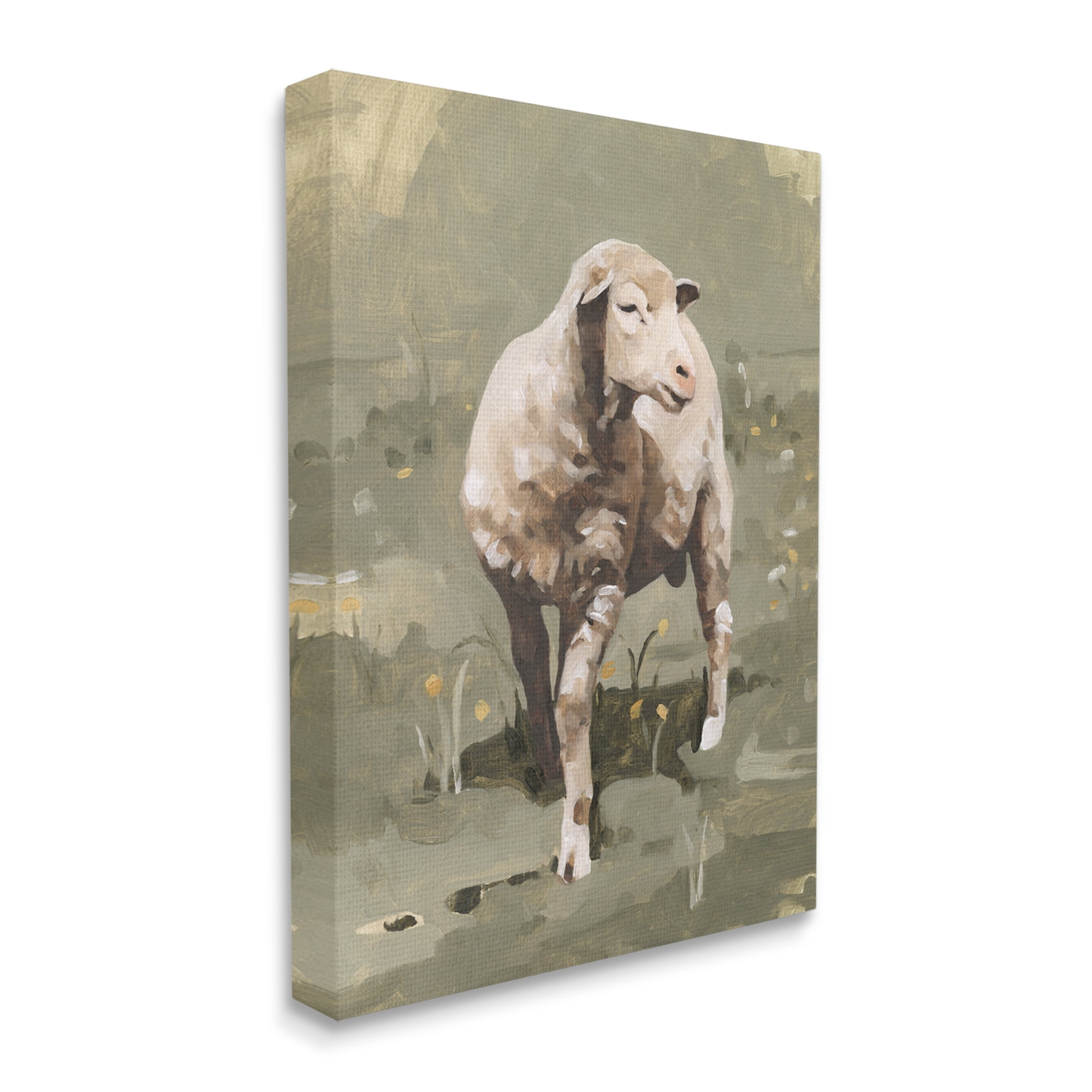 Stupell Industries Impressionistic Spring Sheep Grazing Grassy Farm Field, 36 x 48, Designed by Emma Caroline