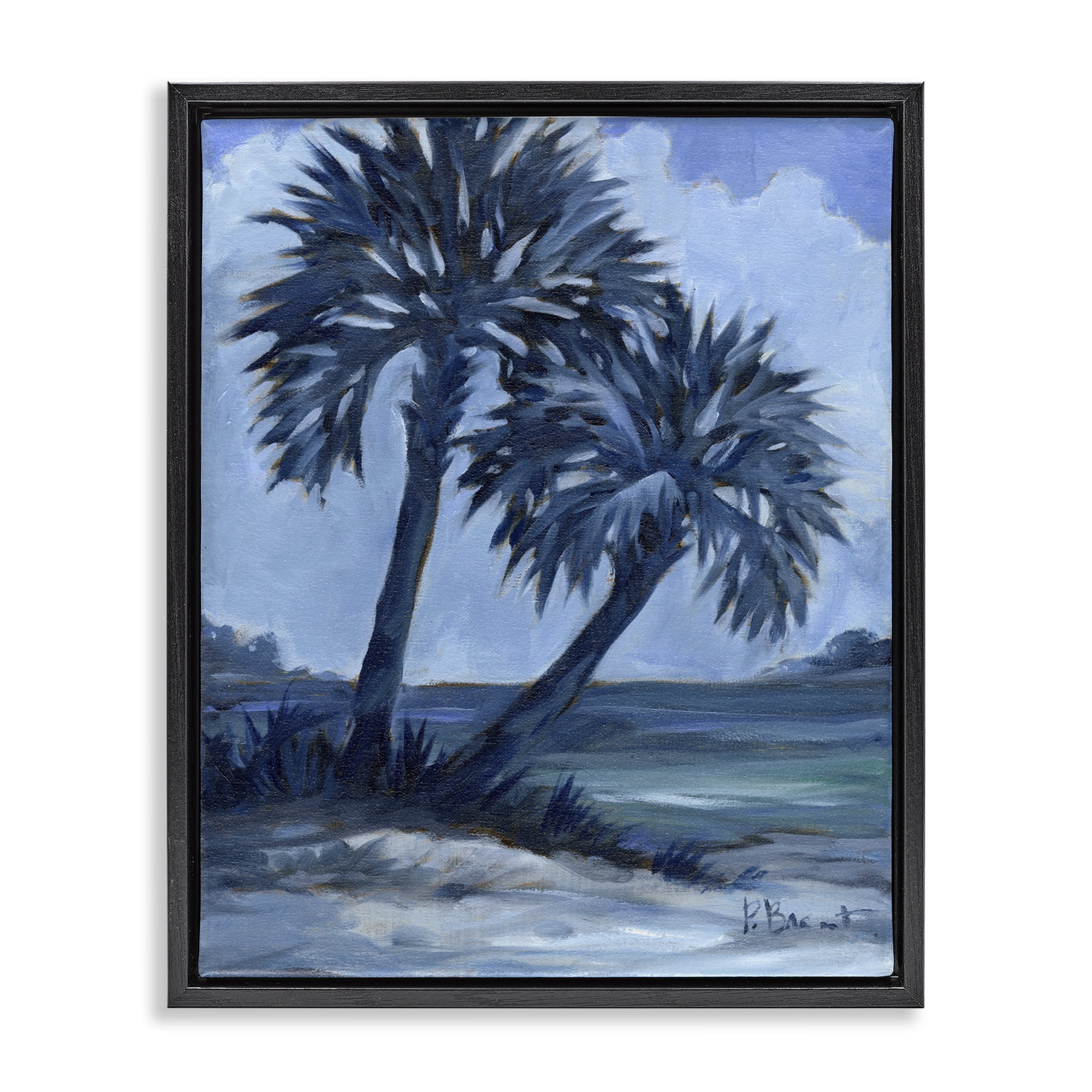 Stupell Industries Impressions Of Palms Landscape & Nature Painting Black Floater Framed Canvas Art Print Wall Art, 25 x 31