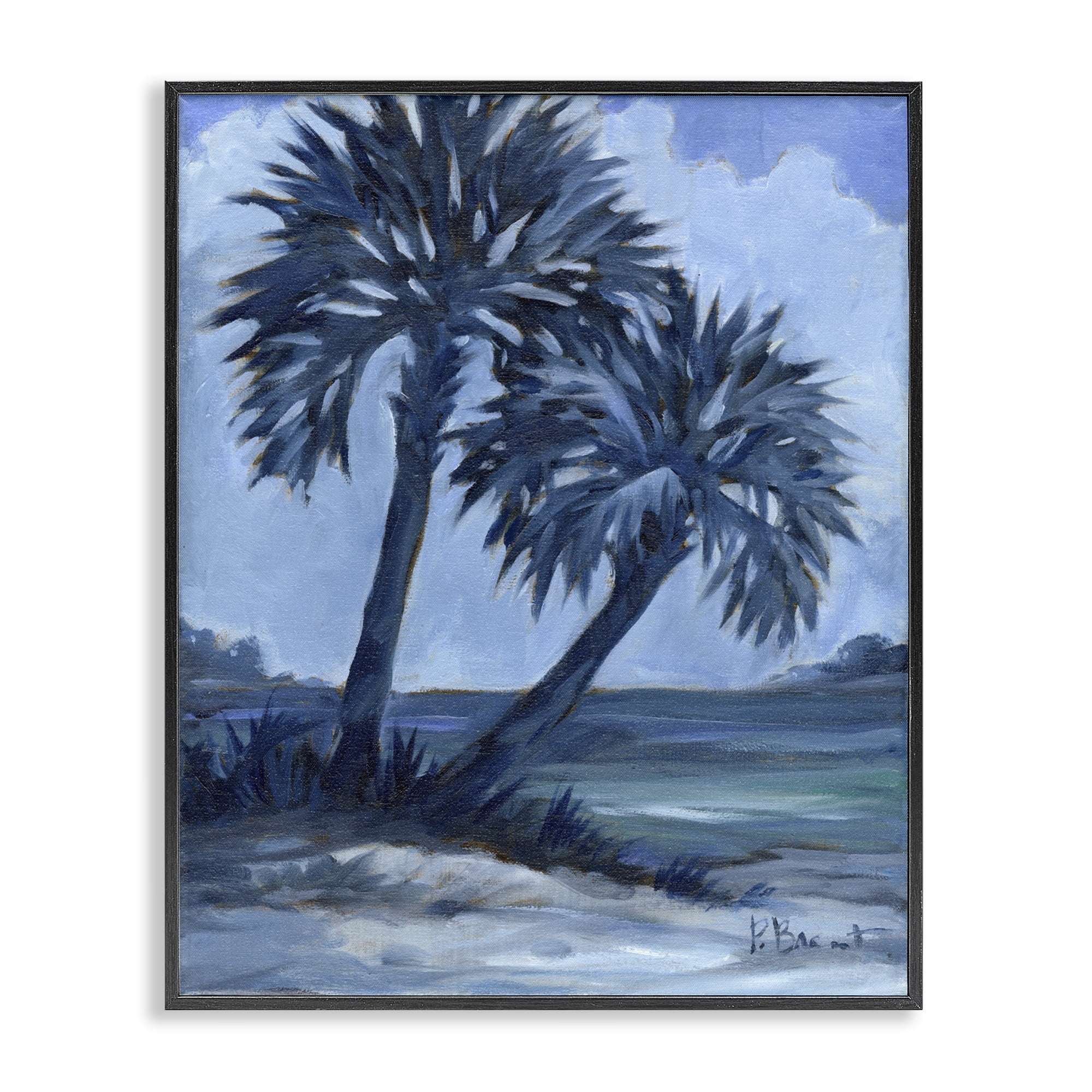 Stupell Industries Impressions Of Palms Landscape & Nature Painting Black Framed Art Print Wall Art, 24 x 30