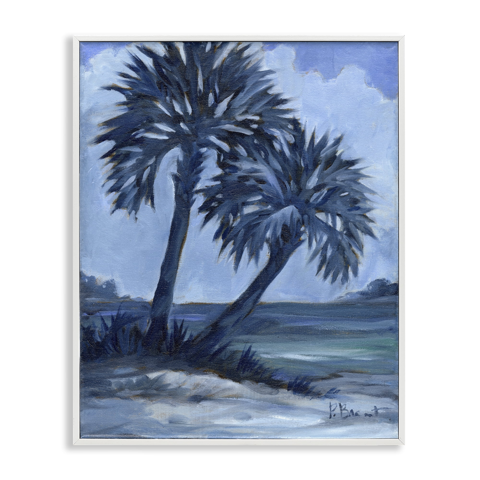 Stupell Industries Impressions Of Palms Landscape & Nature Painting White Framed Art Print Wall Art, 11 x 14