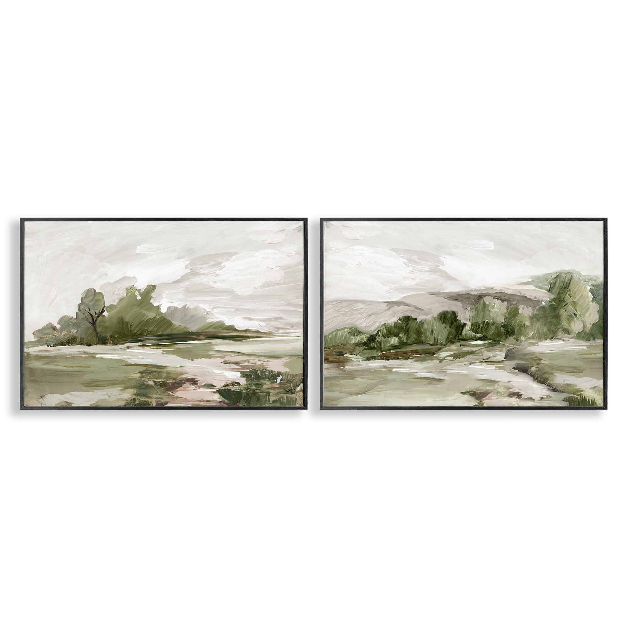 Stupell Industries Impressions of Country Hills Landscape & Nature Painting Black Framed Art Print Wall Art, 24 x 16, Set of 2