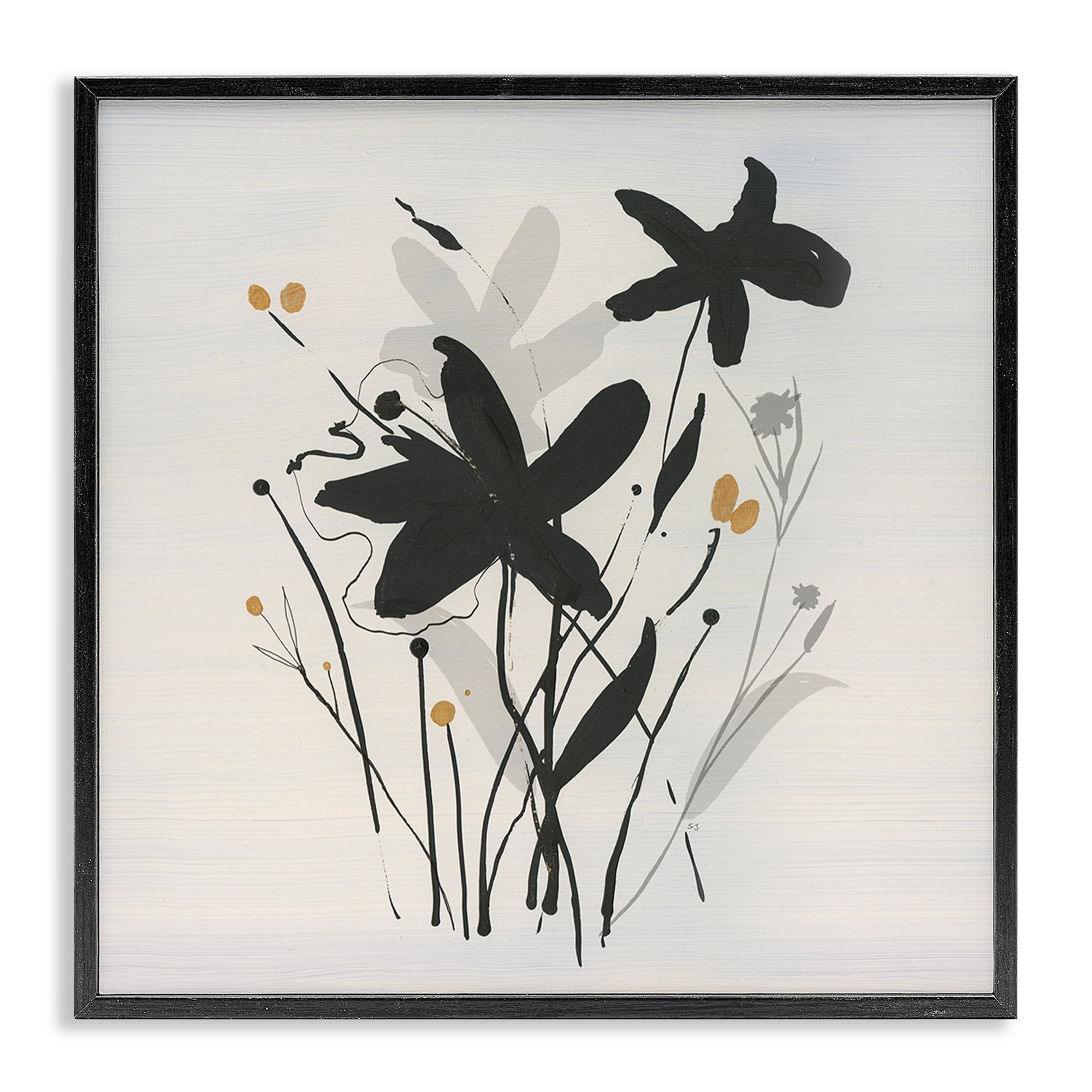 Stupell Industries Impressions of Flowers Plants & Flowers Painting Black Framed Art Print Wall Art, 12 x 12