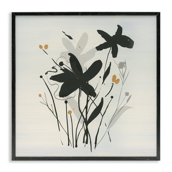 Stupell Industries Impressions of Flowers Plants & Flowers Painting Black Framed Art Print Wall Art, 12 x 12