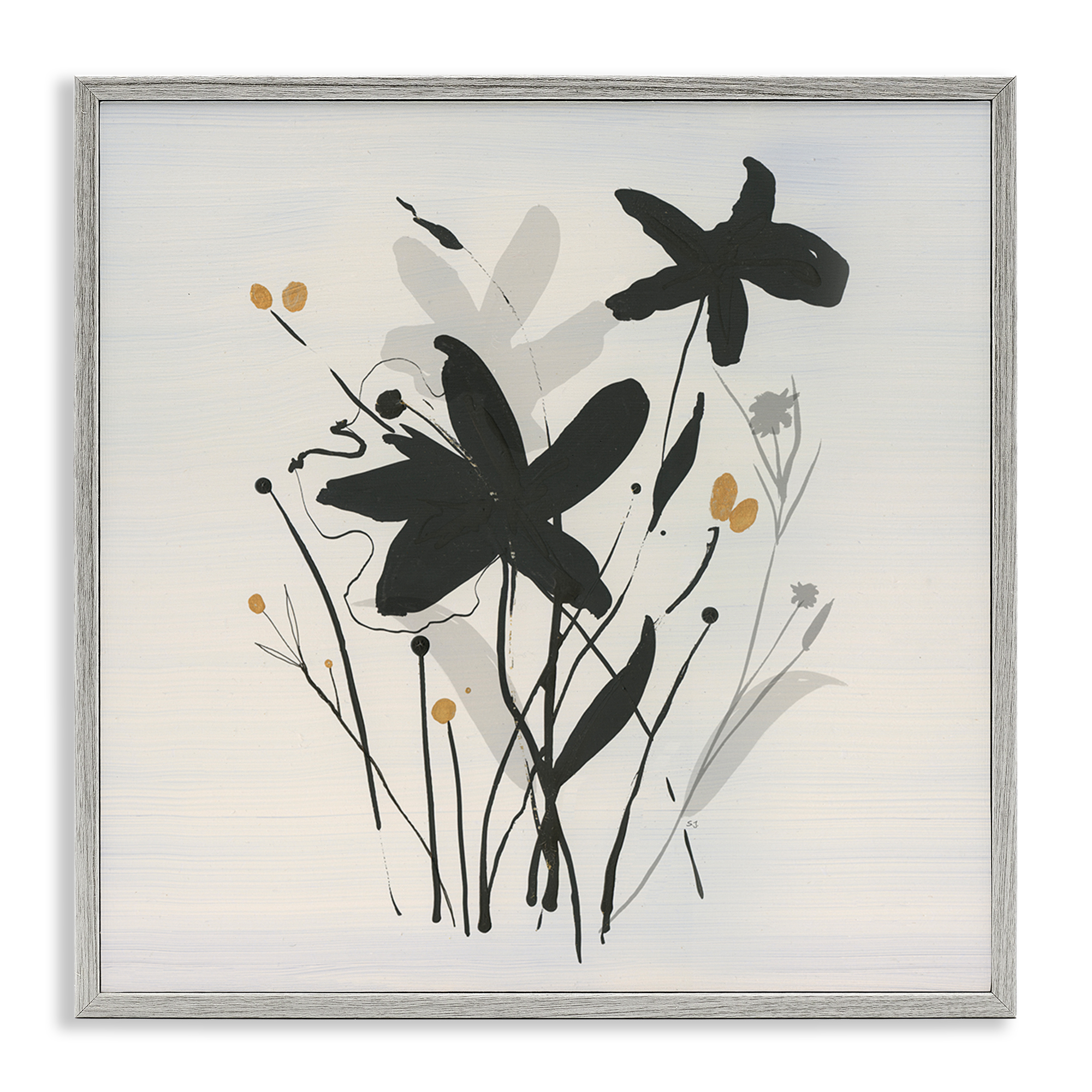 Stupell Industries Impressions of Flowers Plants & Flowers Painting Gray Framed Art Print Wall Art, 24 x 24