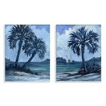 Stupell Industries Impressions of Indigo Palms Nautical & Beach Painting Unframed Art Print Wall Art, 11 x 14, Set of 2