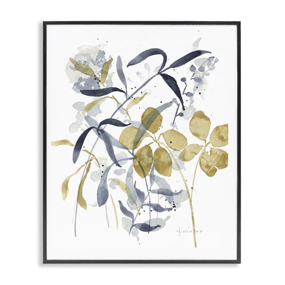 Stupell Industries Impressions of Nature Sprigs Floral Painting Black Framed Art Print Wall Art, 24 x 30