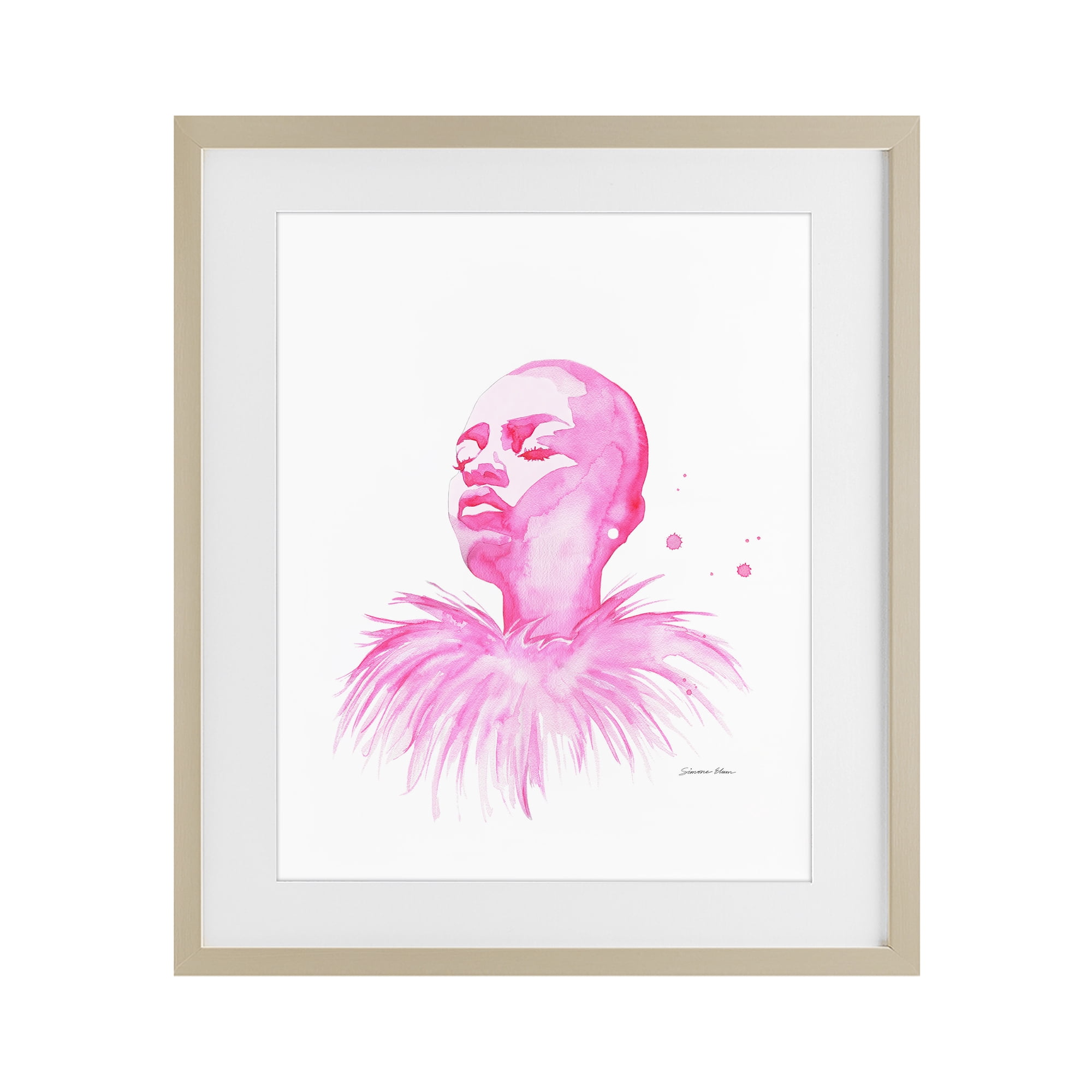 Stupell Industries In A Pink Mood Portrait Birch Framed Print Under Glass, design by Simone Elum