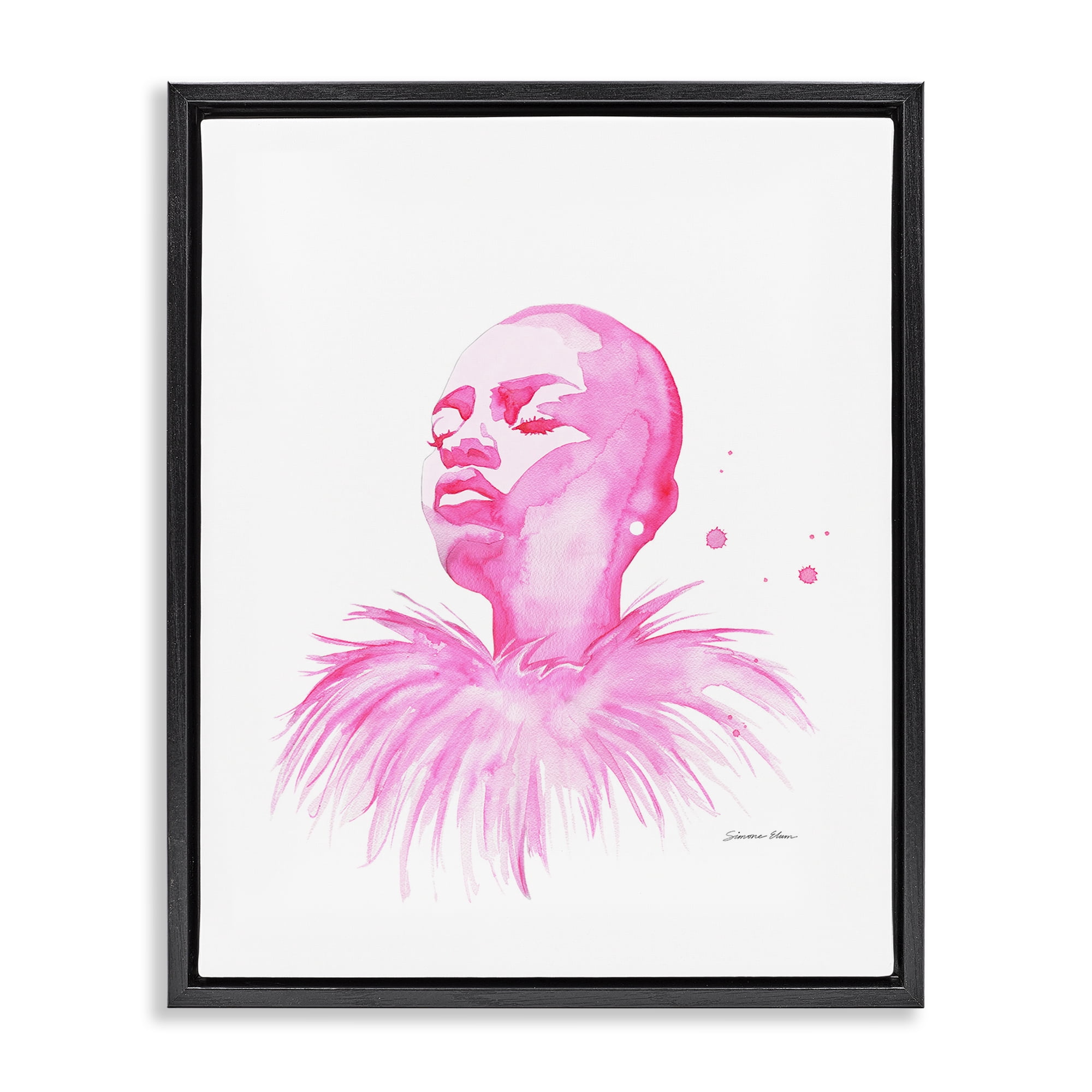 Stupell Industries In A Pink Mood Portrait Black Framed Floater Canvas Wall Art, design by Simone Elum