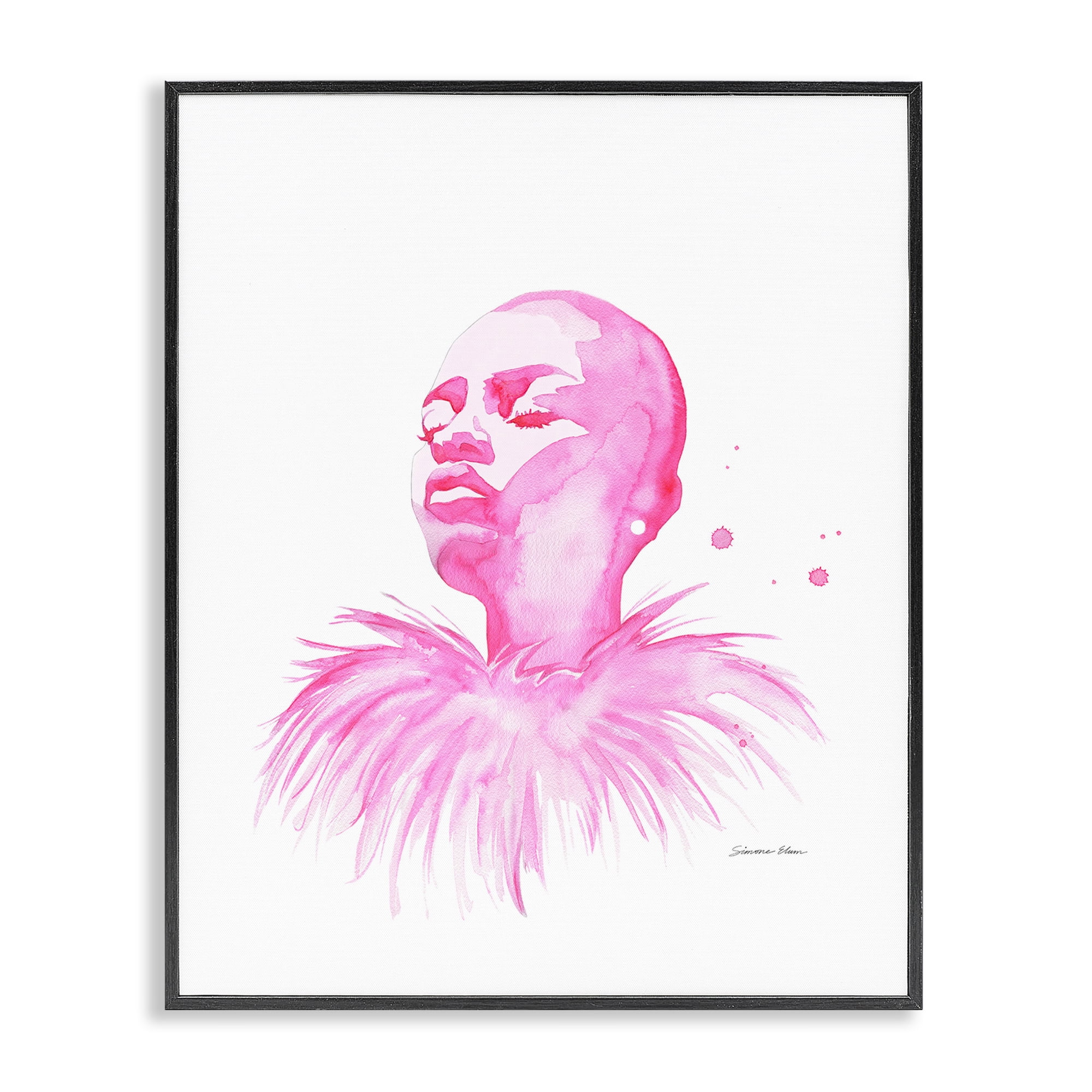 Stupell Industries In A Pink Mood Portrait Black Framed Giclee Art, design by Simone Elum