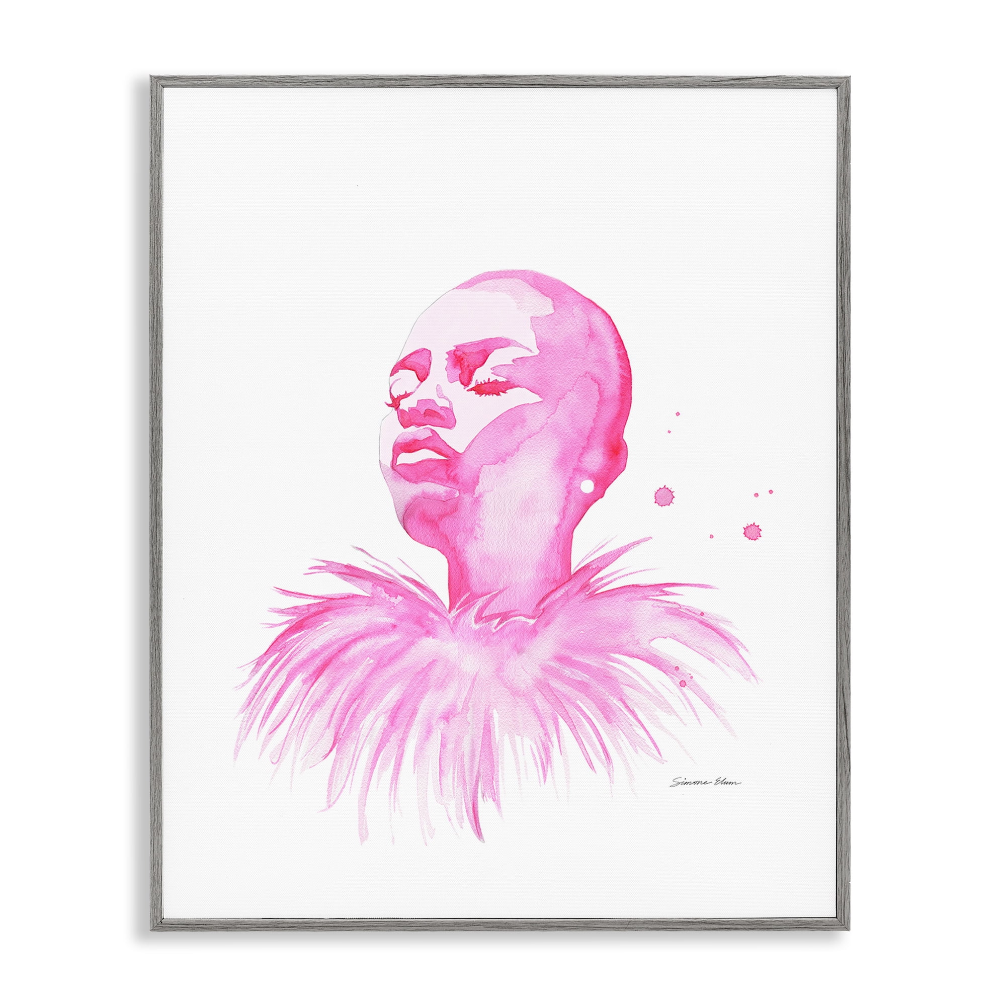 Stupell Industries In A Pink Mood Portrait Gray Framed Giclee Art, design by Simone Elum