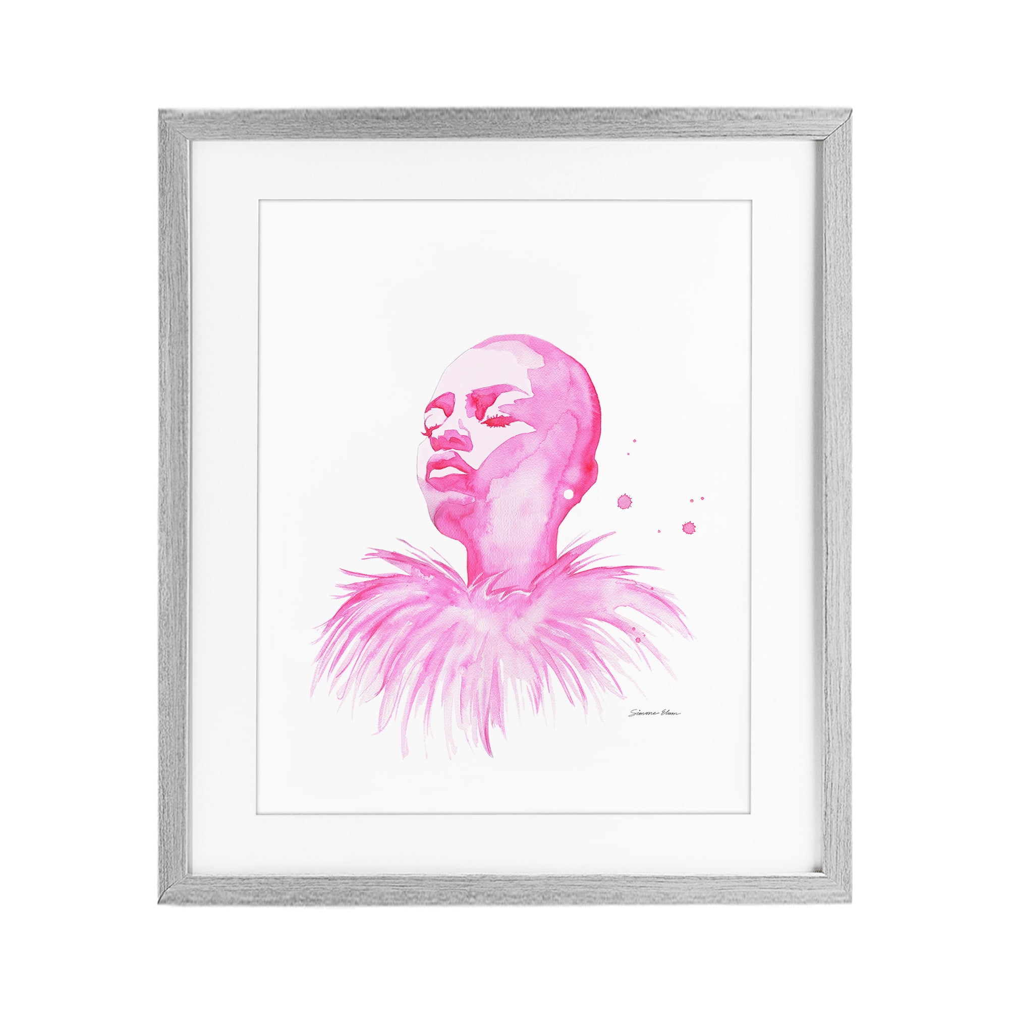 Stupell Industries In A Pink Mood Portrait Gray Framed Print Under Glass, design by Simone Elum