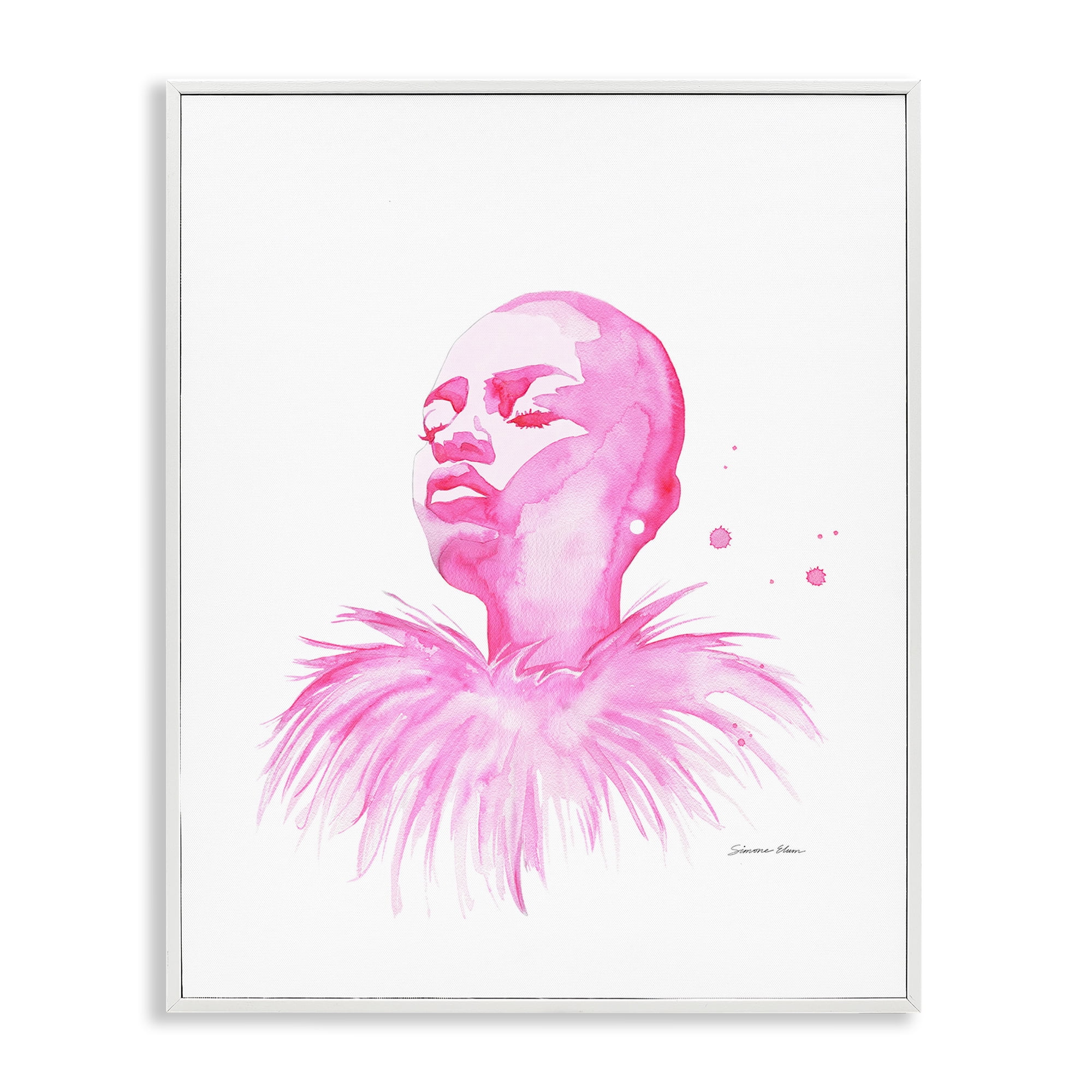 Stupell Industries In A Pink Mood Portrait White Framed Giclee Art, design by Simone Elum