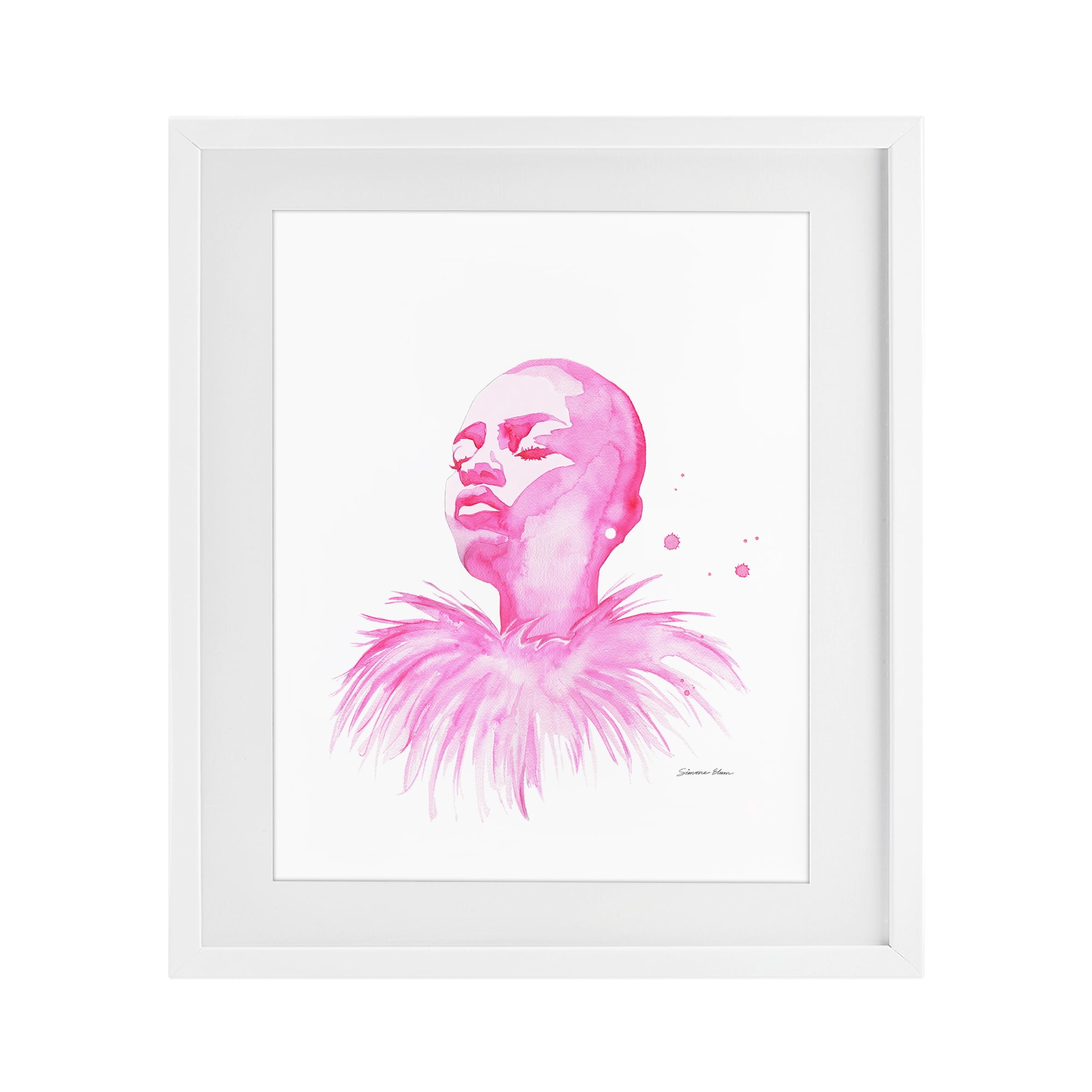 Stupell Industries In A Pink Mood Portrait White Framed Print Under Glass, design by Simone Elum