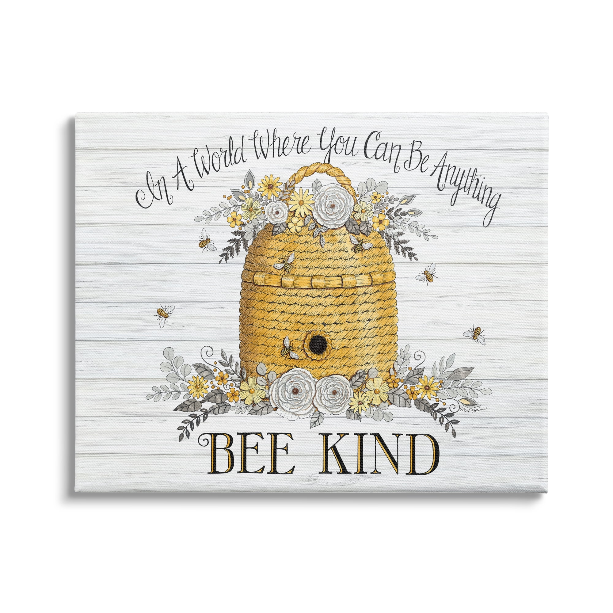 Stupell Industries In A World Bee Kind Motivational Phrase Beehive, 40 x 30,Design by Deb Strain